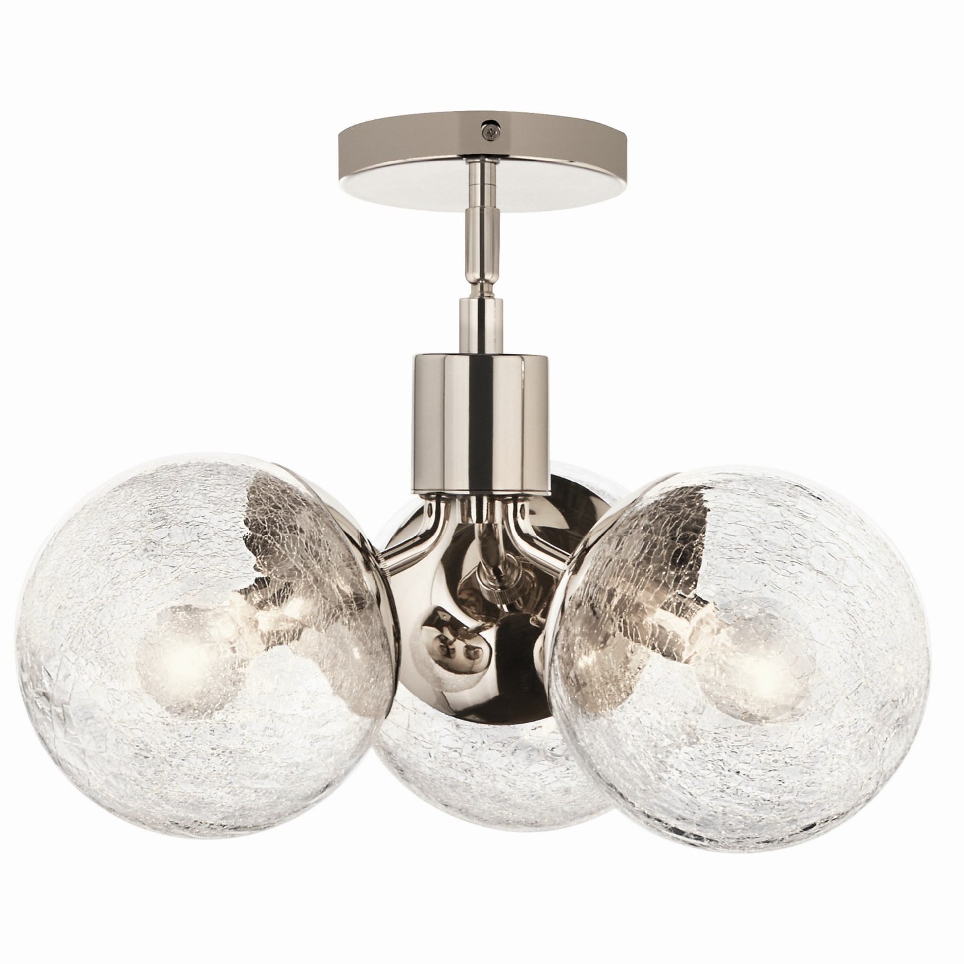 Silvarious 17" 3-Light Chandelier, Polished Nickel Finish, Crackle Glass - Bees Lighting