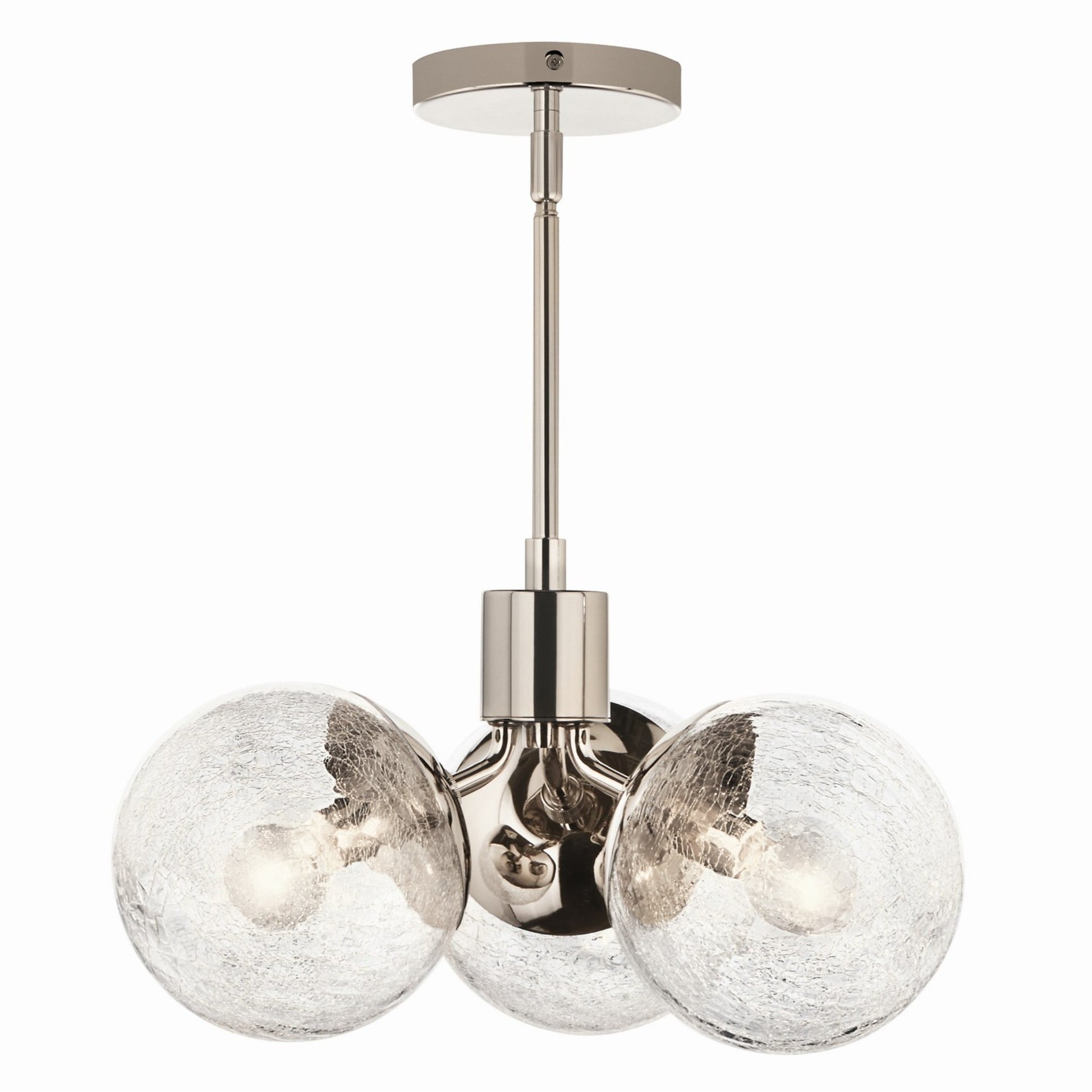 Silvarious 17" 3-Light Chandelier, Polished Nickel Finish, Crackle Glass - Bees Lighting