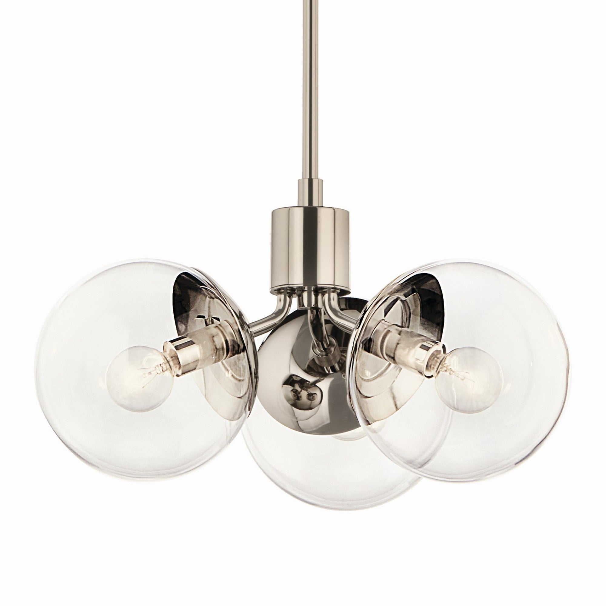 Silvarious 17" 3-Light Chandelier, Polished Nickel Finish, Clear Glass - Bees Lighting