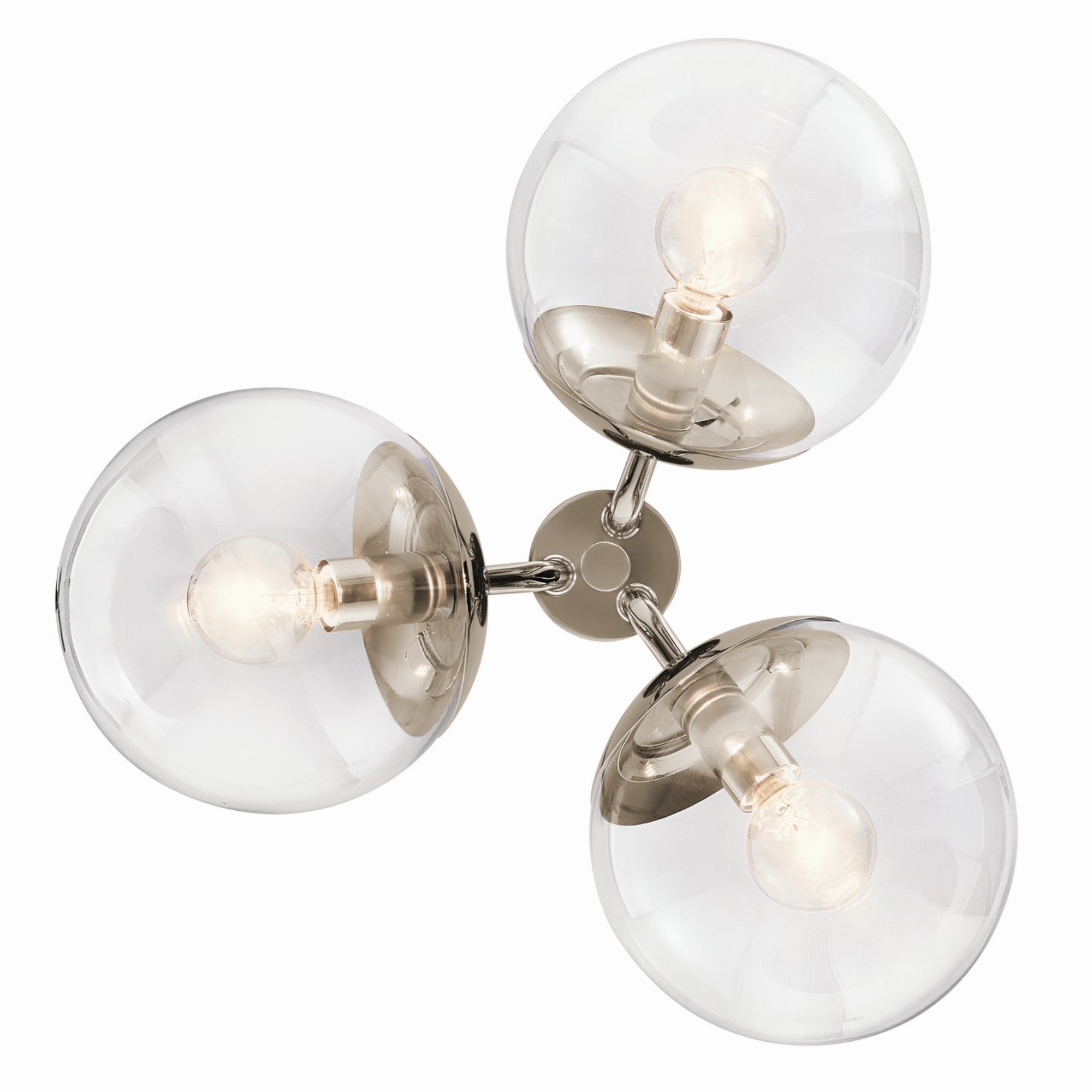 Silvarious 17" 3-Light Chandelier, Polished Nickel Finish, Clear Glass - Bees Lighting