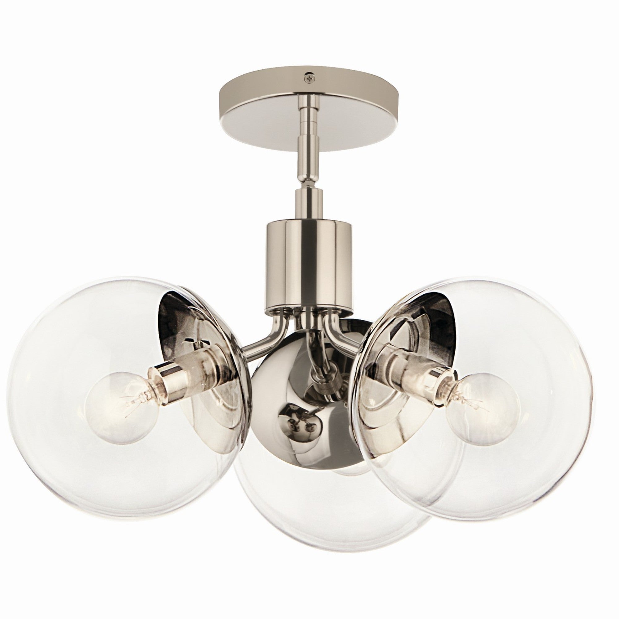 Silvarious 17" 3-Light Chandelier, Polished Nickel Finish, Clear Glass - Bees Lighting