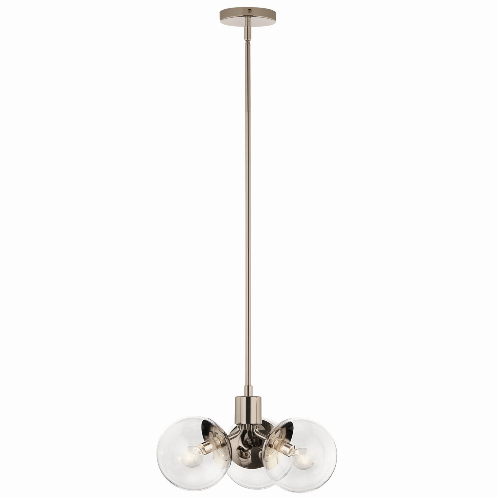 Silvarious 17" 3-Light Chandelier, Polished Nickel Finish, Clear Glass - Bees Lighting