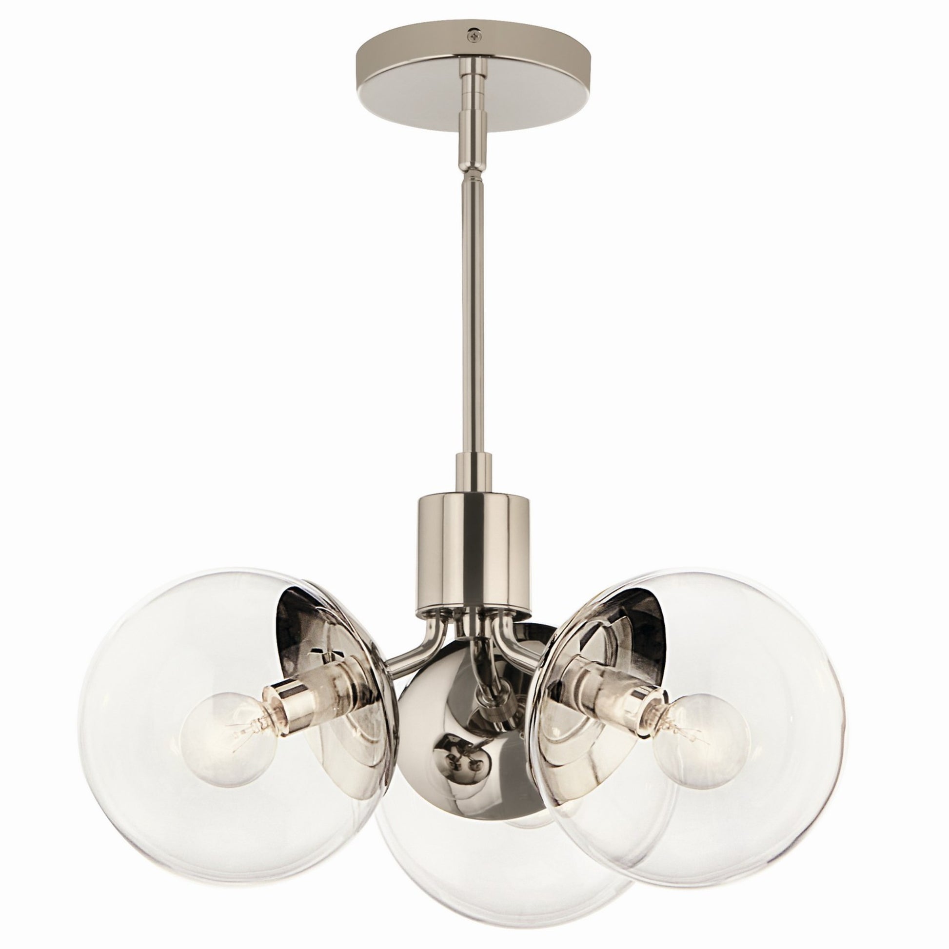 Silvarious 17" 3-Light Chandelier, Polished Nickel Finish, Clear Glass - Bees Lighting