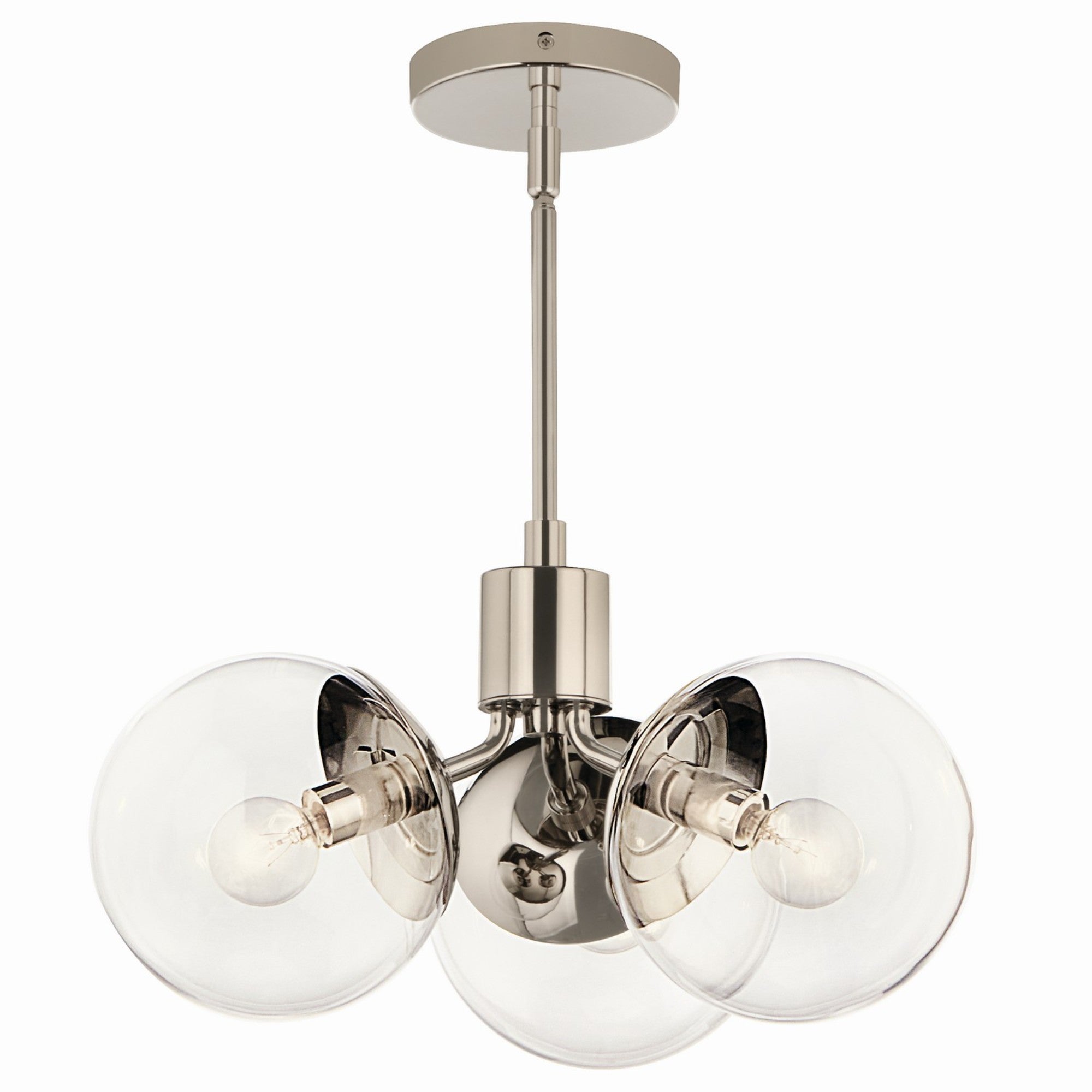 Silvarious 17" 3-Light Chandelier, Polished Nickel Finish, Clear Glass - Bees Lighting