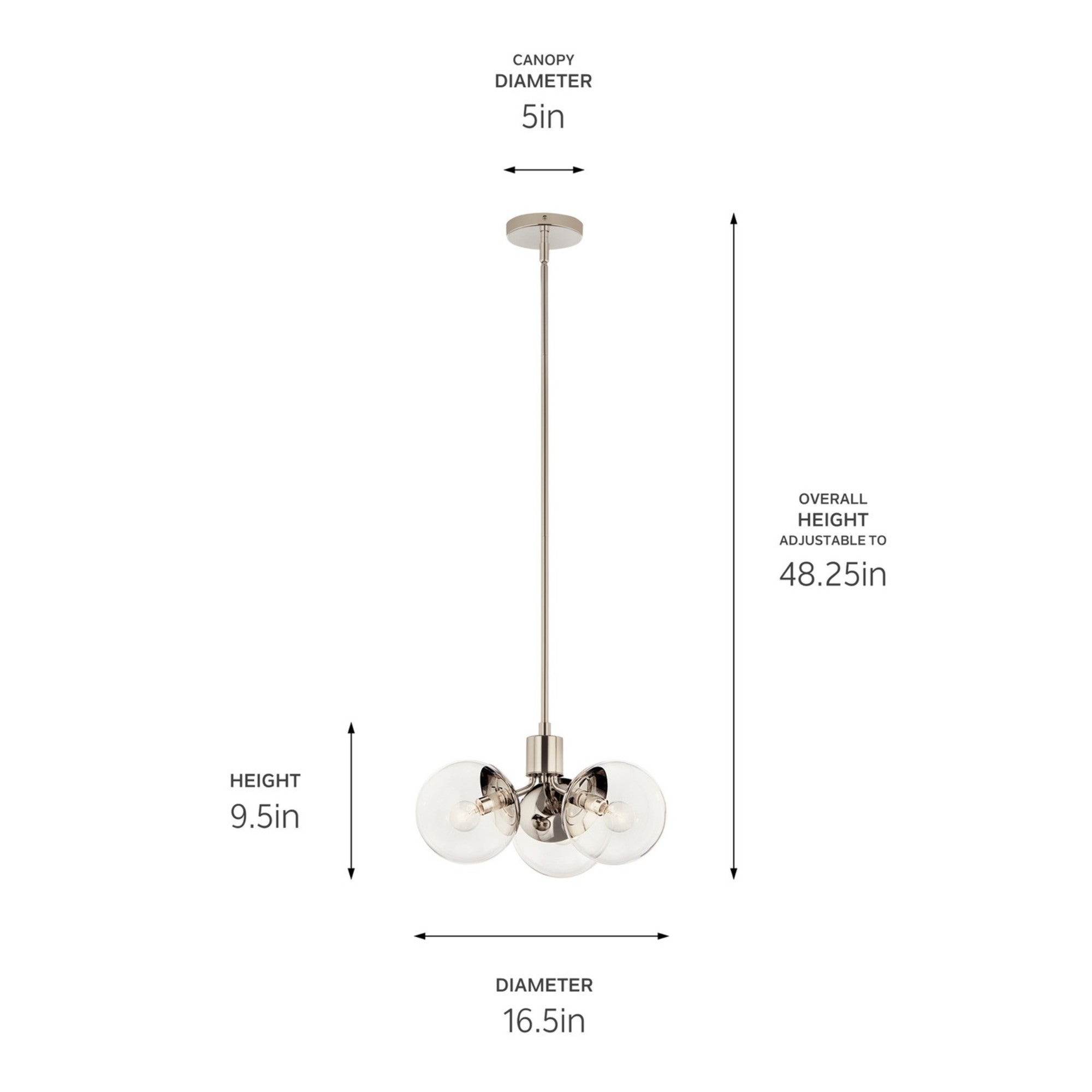 Silvarious 17" 3-Light Chandelier, Polished Nickel Finish, Clear Glass - Bees Lighting