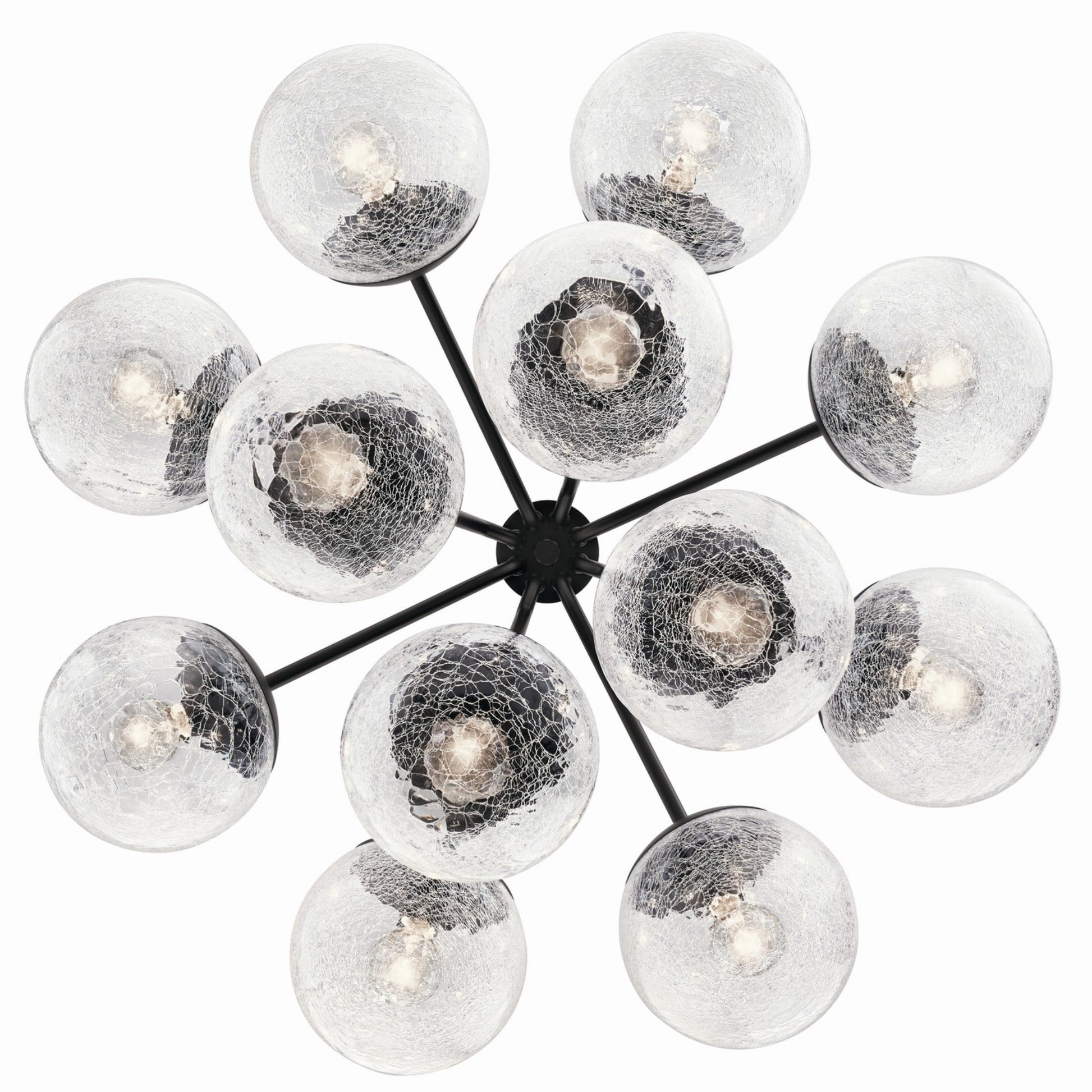 Silvarious 30" 12-Light Chandelier, Black Finish, Crackle Glass - Bees Lighting