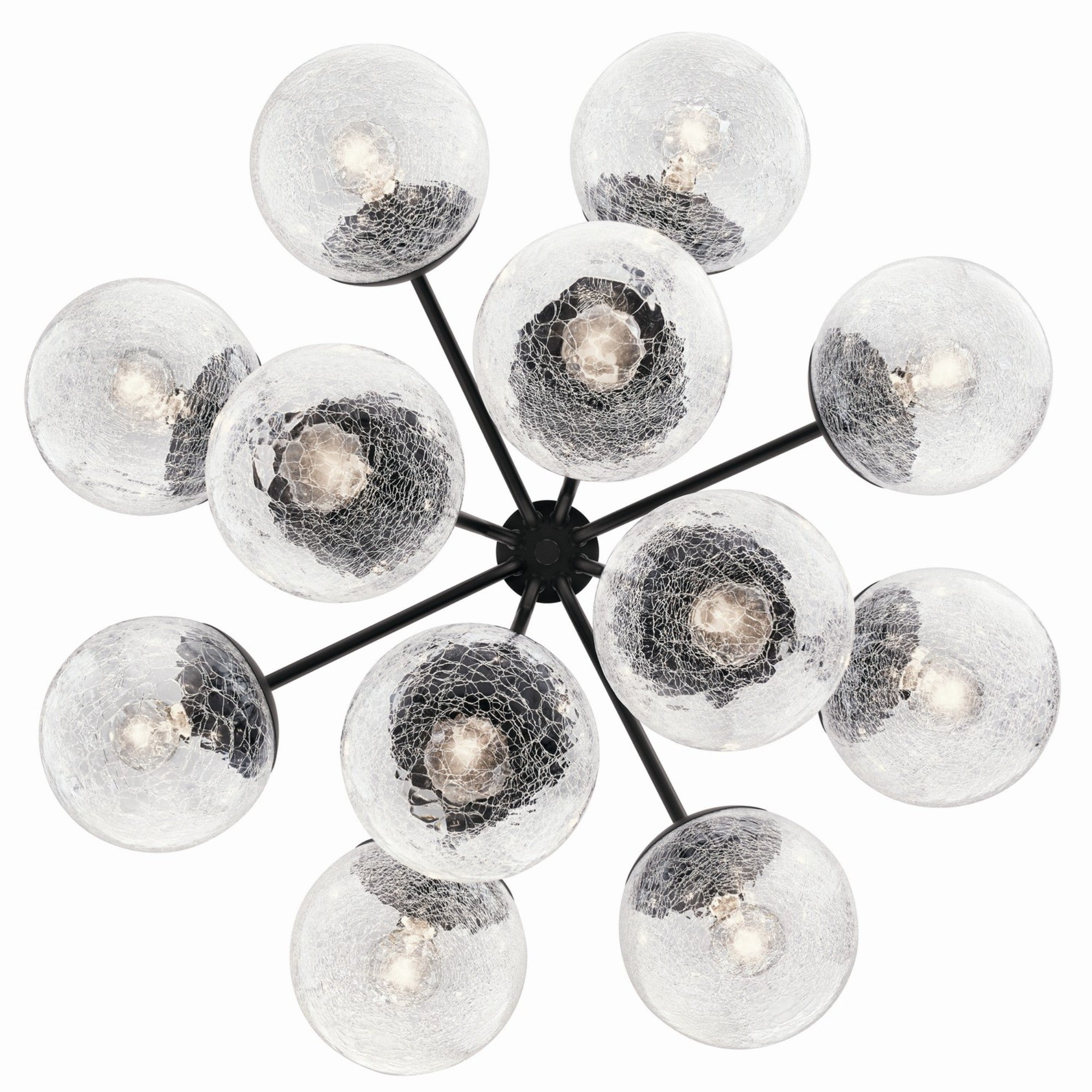 Silvarious 30" 12-Light Chandelier, Black Finish, Crackle Glass - Bees Lighting
