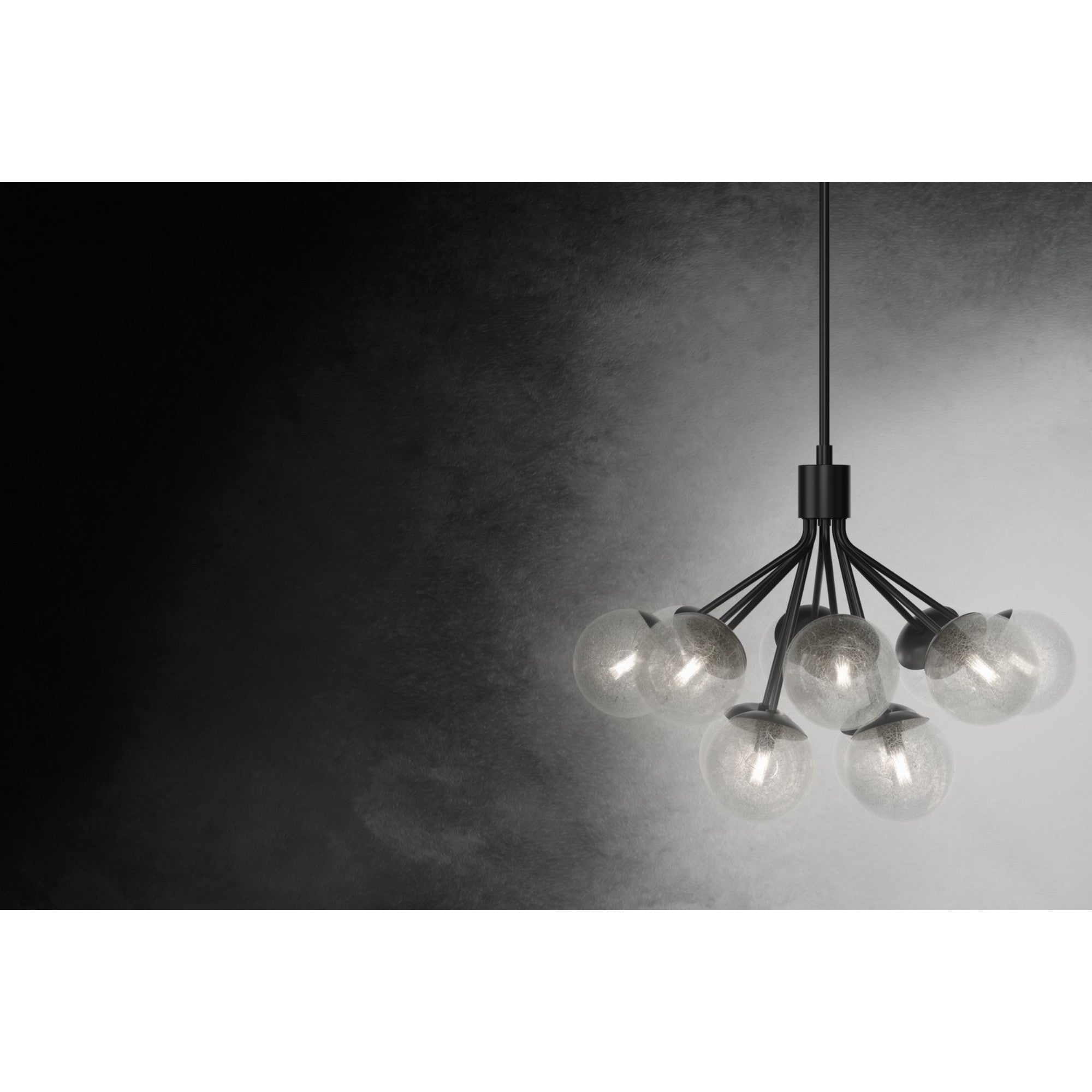 Silvarious 30" 12-Light Chandelier, Black Finish, Crackle Glass - Bees Lighting