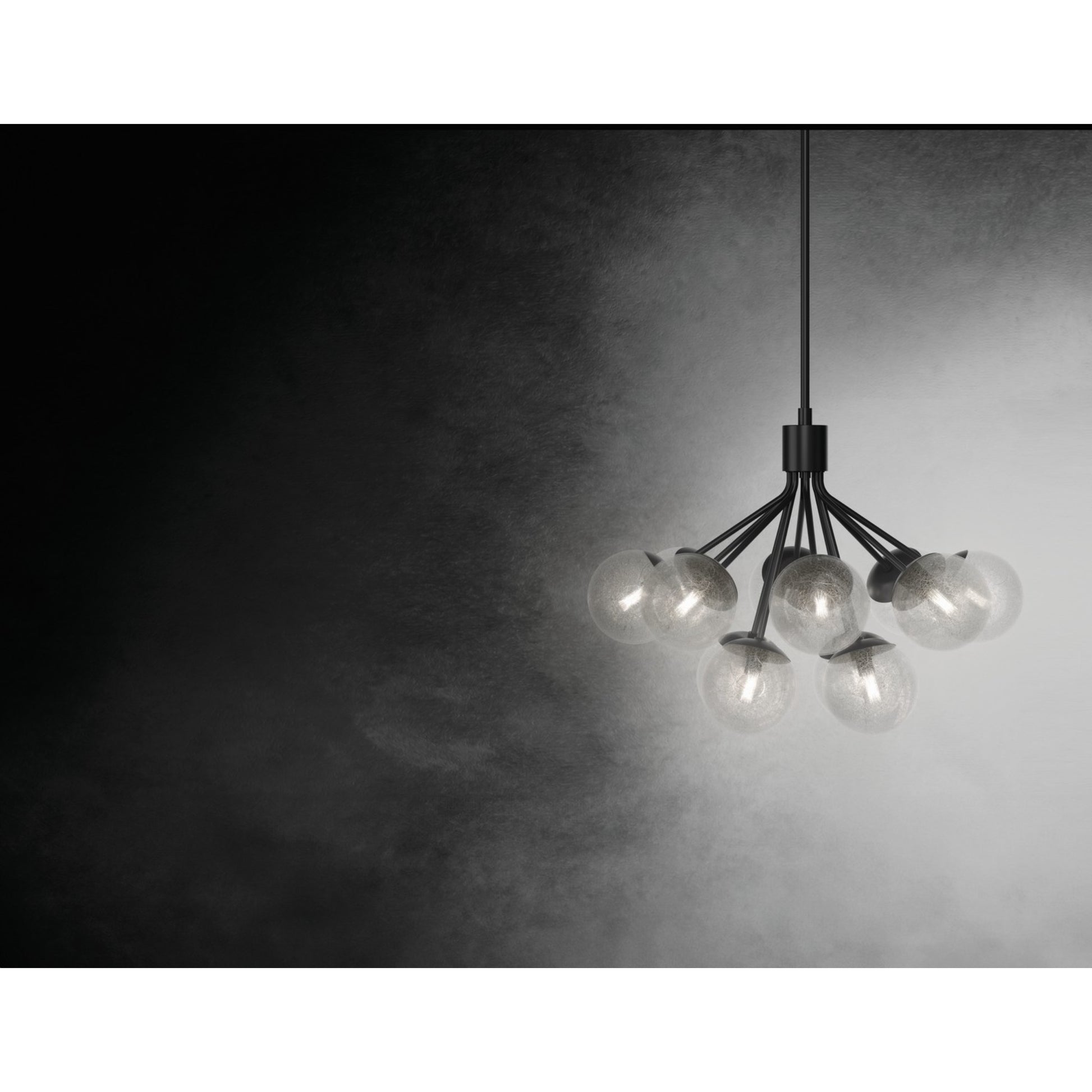 Silvarious 30" 12-Light Chandelier, Black Finish, Crackle Glass - Bees Lighting