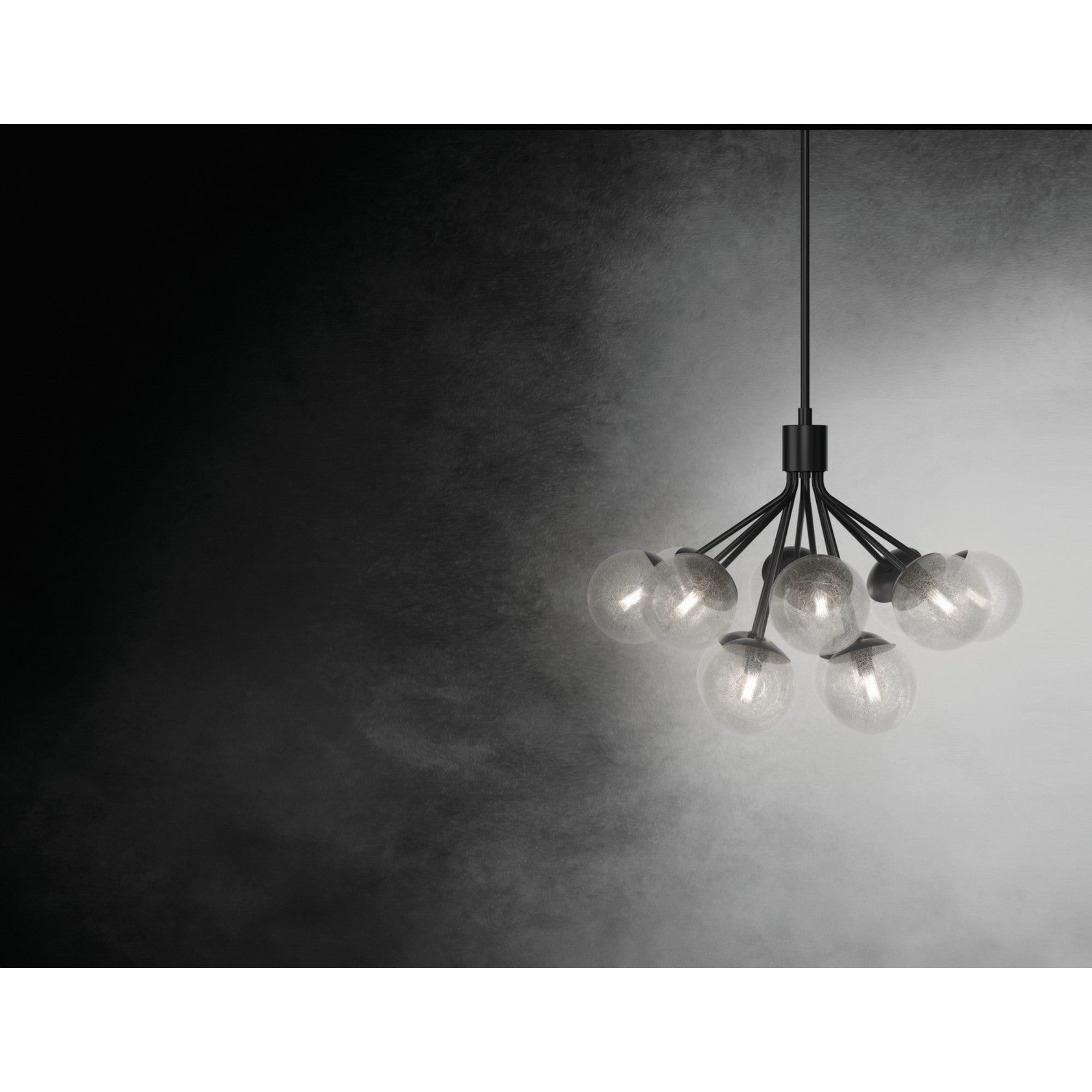 Silvarious 30" 12-Light Chandelier, Black Finish, Crackle Glass - Bees Lighting