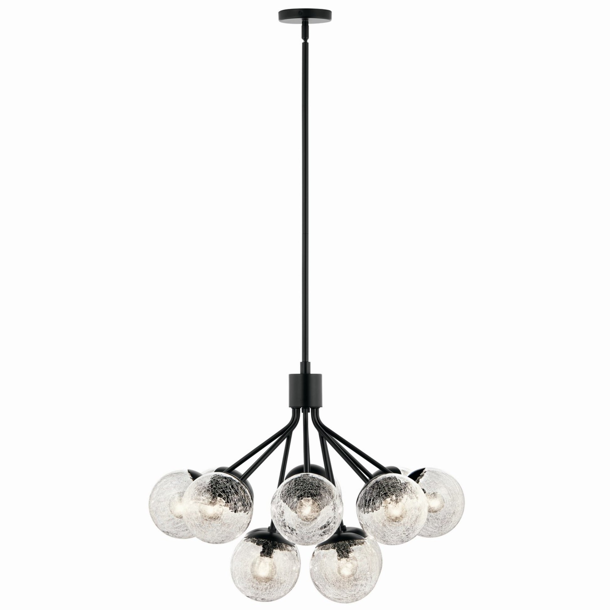 Silvarious 30" 12-Light Chandelier, Black Finish, Crackle Glass - Bees Lighting
