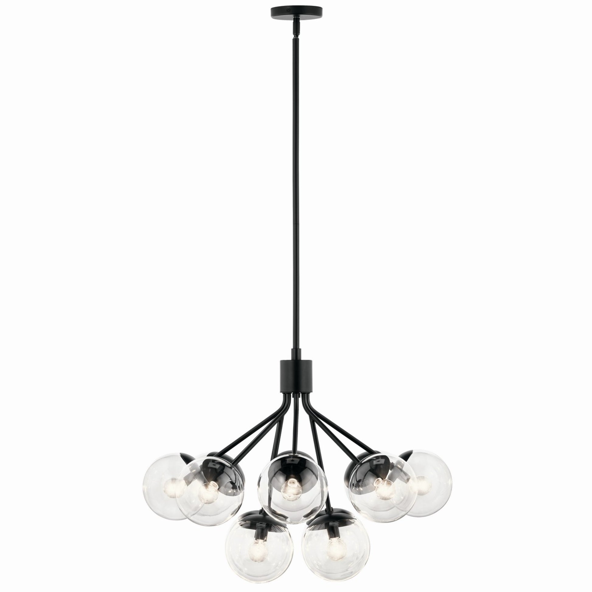 Silvarious 30" 12-Light Chandelier, Black Finish, Clear Glass - Bees Lighting