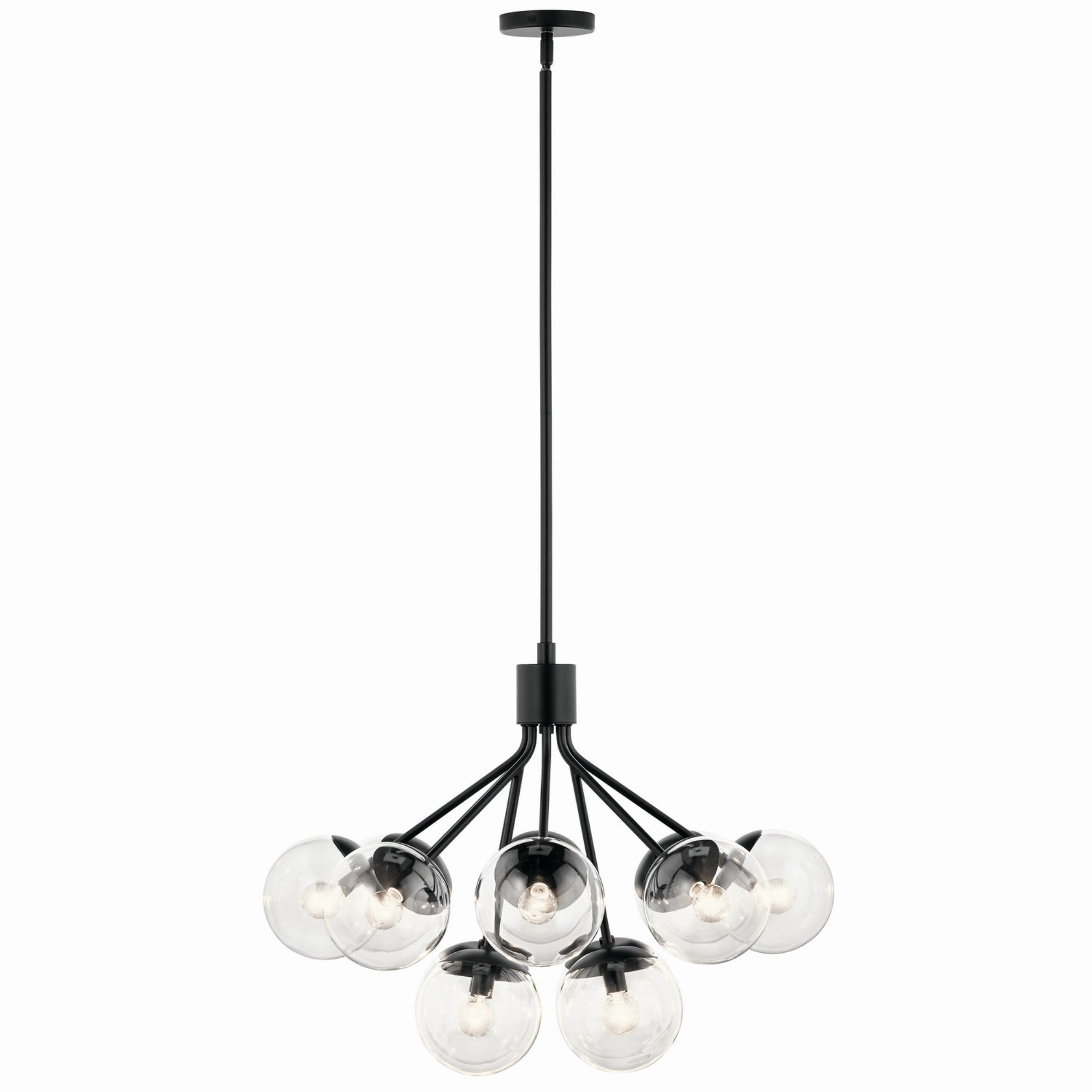 Silvarious 30" 12-Light Chandelier, Black Finish, Clear Glass - Bees Lighting