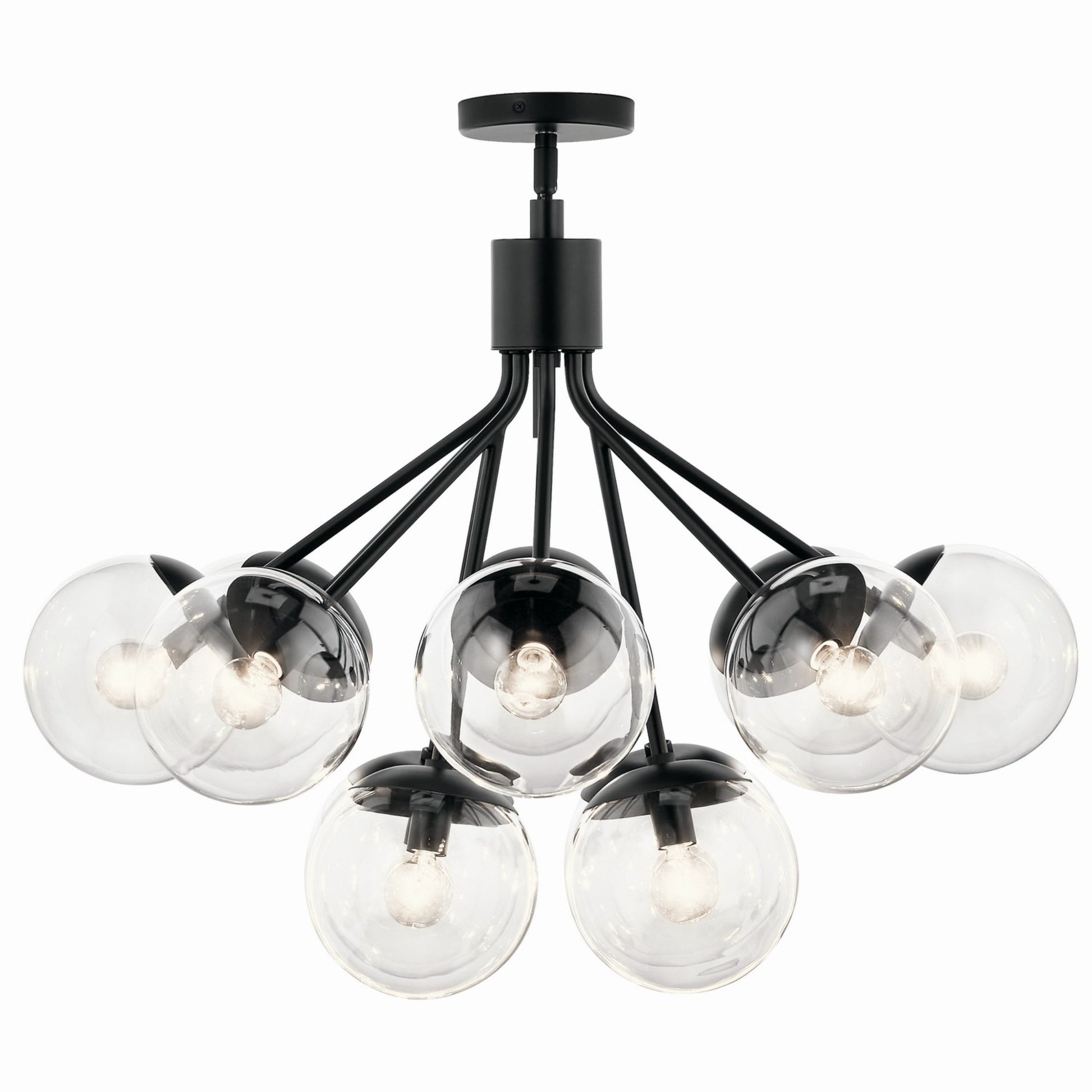 Silvarious 30" 12-Light Chandelier, Black Finish, Clear Glass - Bees Lighting
