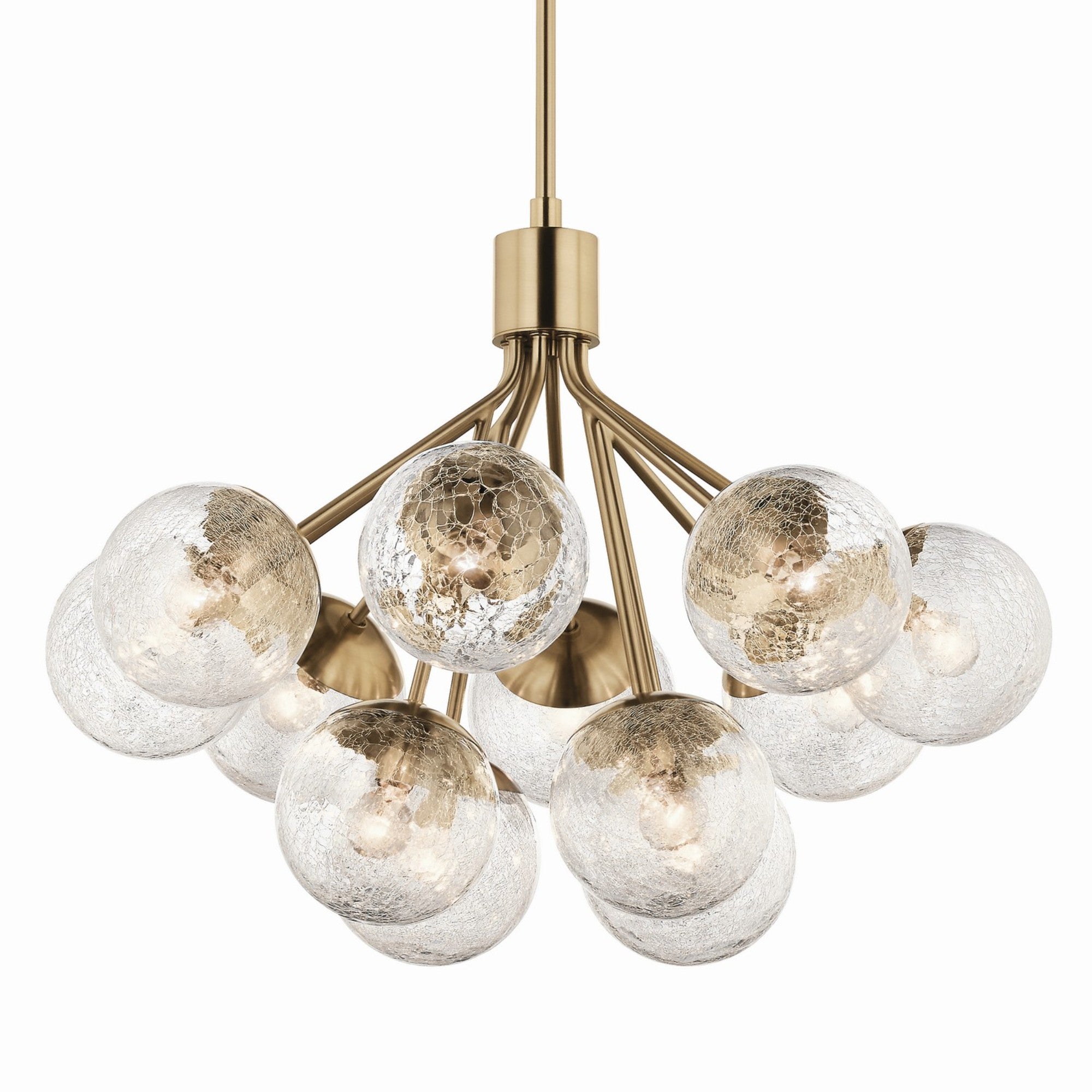 Silvarious 30" 12-Light Chandelier, Champagne Bronze Finish, Crackle Glass - Bees Lighting