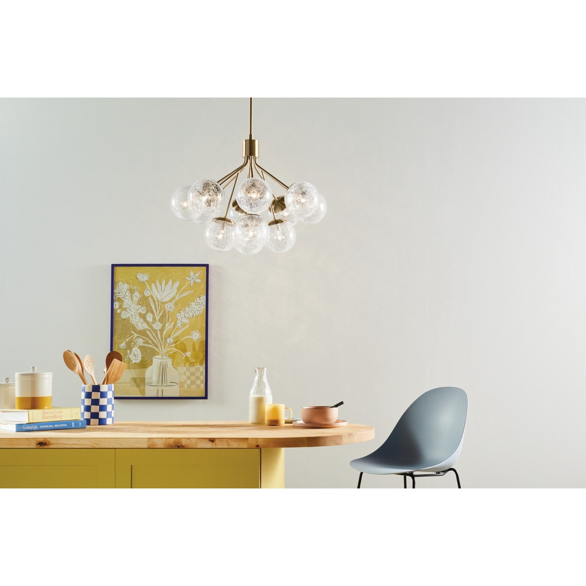 Silvarious 30" 12-Light Chandelier, Champagne Bronze Finish, Crackle Glass - Bees Lighting