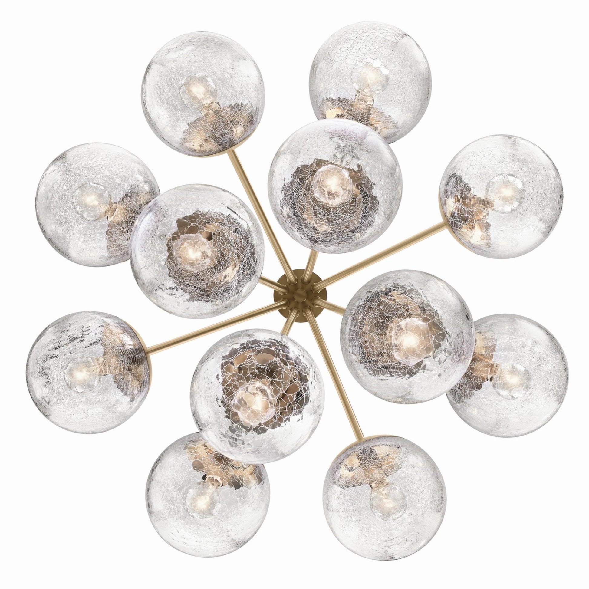 Silvarious 30" 12-Light Chandelier, Champagne Bronze Finish, Crackle Glass - Bees Lighting