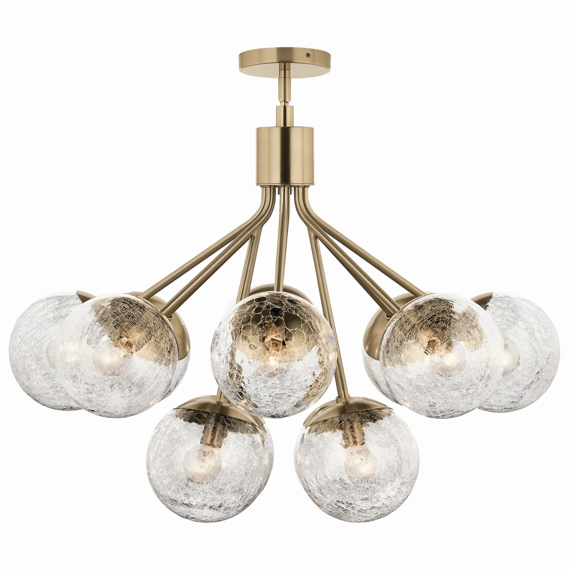 Silvarious 30" 12-Light Chandelier, Champagne Bronze Finish, Crackle Glass - Bees Lighting