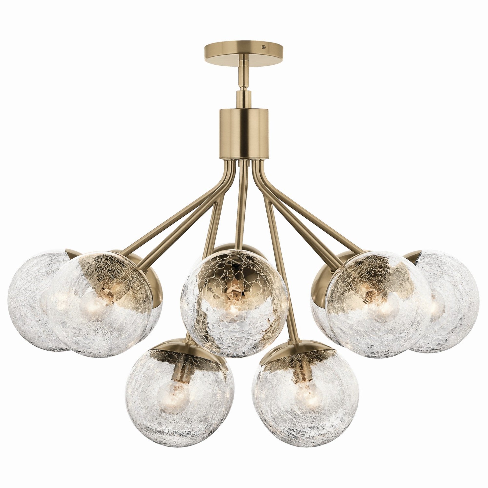 Silvarious 30" 12-Light Chandelier, Champagne Bronze Finish, Crackle Glass - Bees Lighting