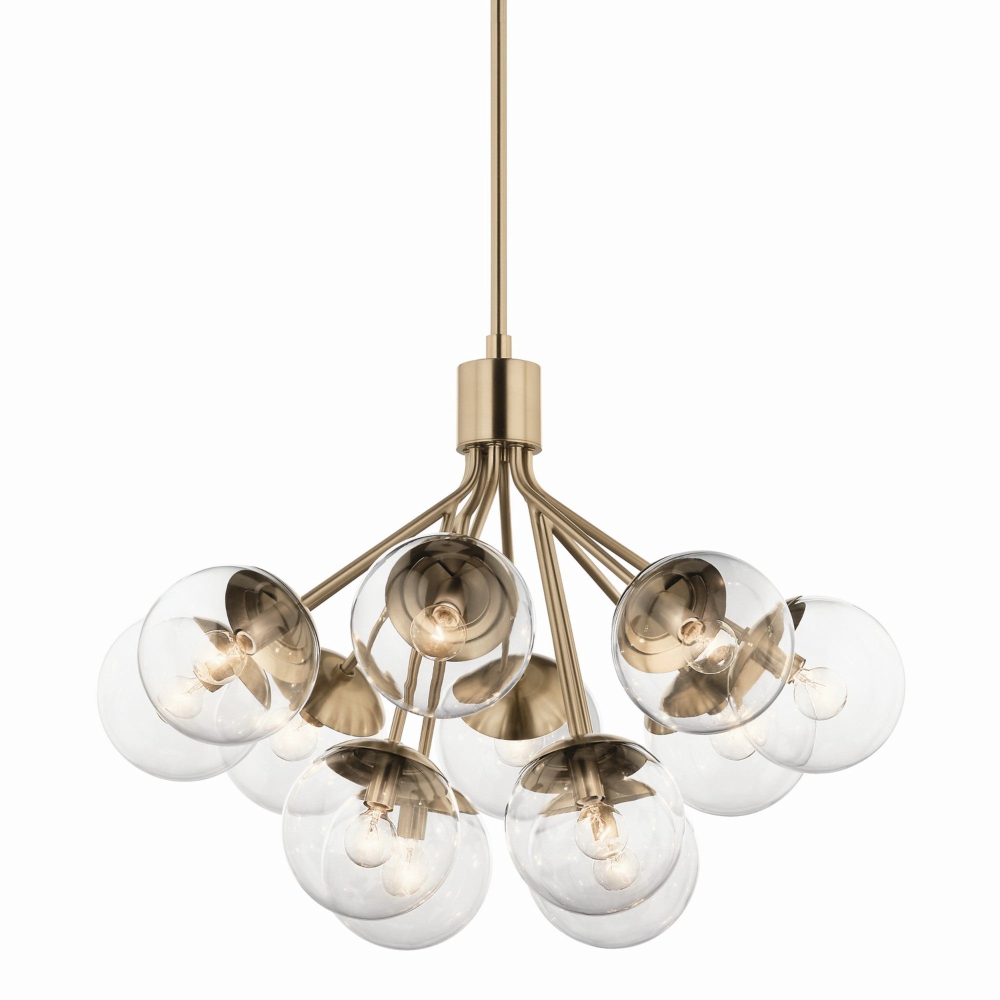 Silvarious 30" 12-Light Chandelier, Champagne Bronze Finish, Clear Glass - Bees Lighting