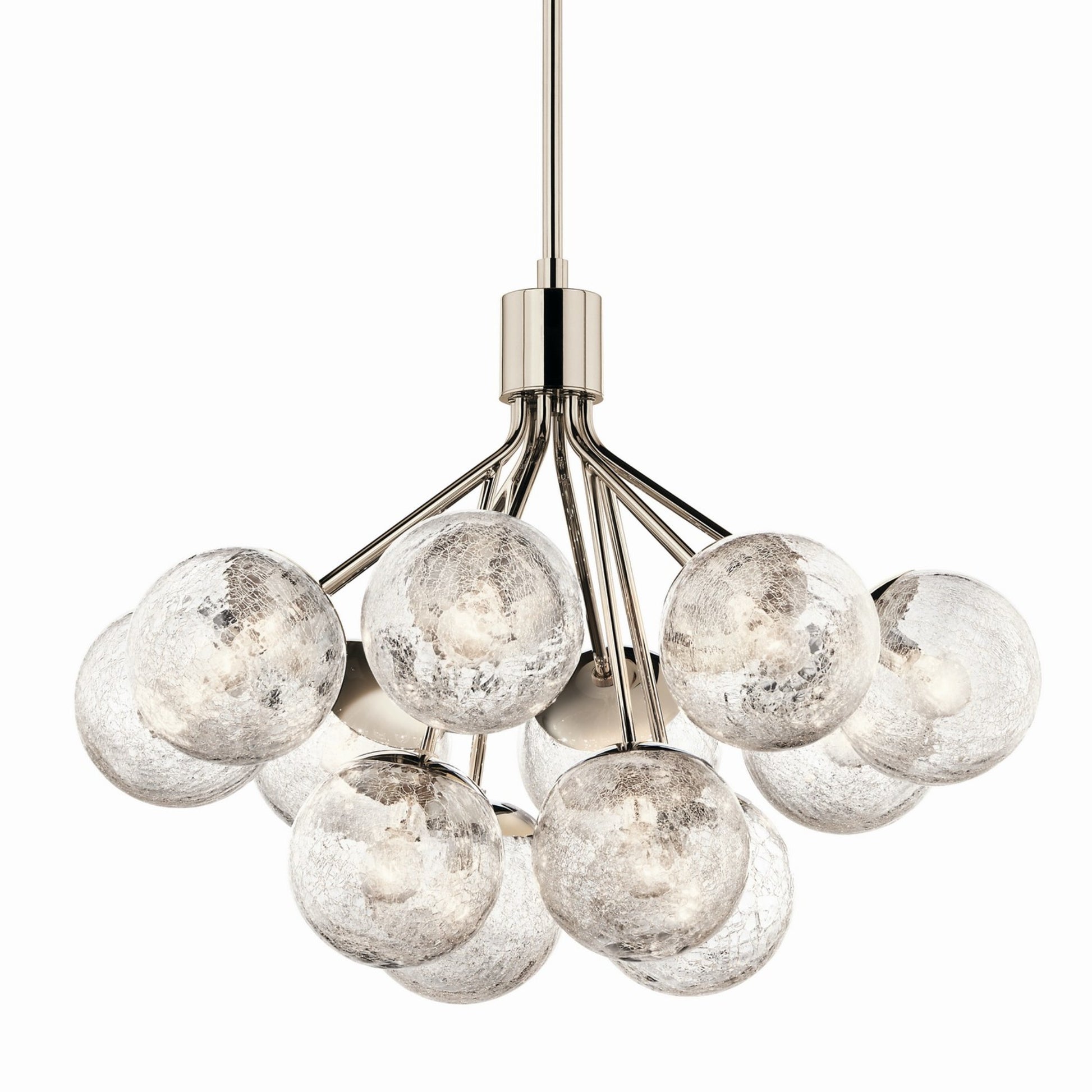 Silvarious 30" 12-Light Chandelier, Polished Nickel Finish, Crackle Glass - Bees Lighting