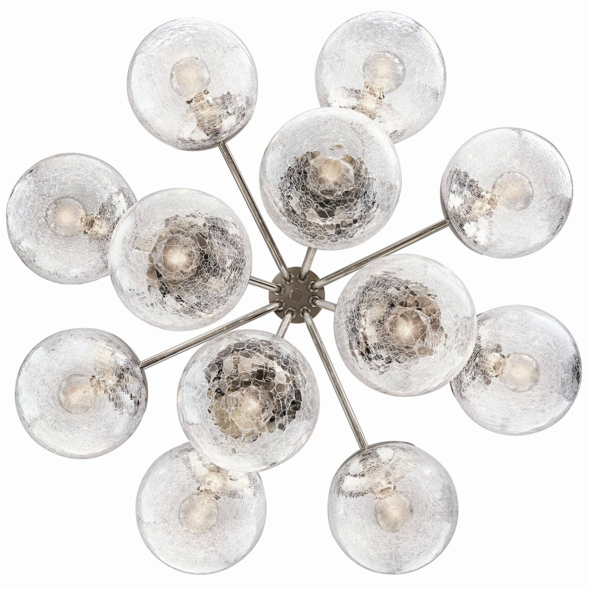Silvarious 30" 12-Light Chandelier, Polished Nickel Finish, Crackle Glass - Bees Lighting