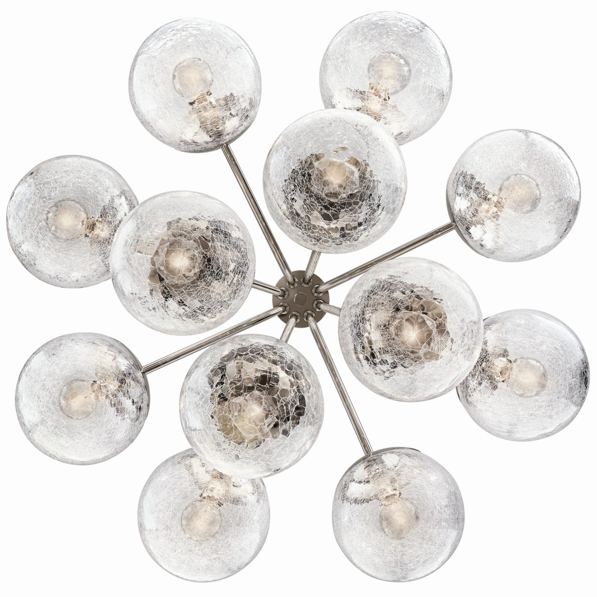 Silvarious 30" 12-Light Chandelier, Polished Nickel Finish, Crackle Glass - Bees Lighting