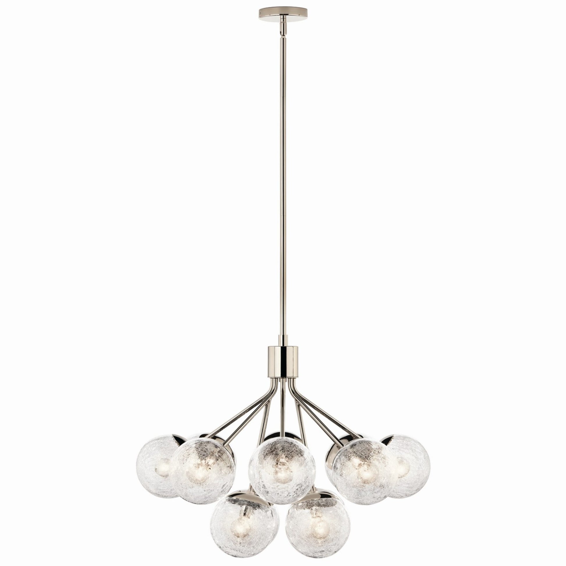 Silvarious 30" 12-Light Chandelier, Polished Nickel Finish, Crackle Glass - Bees Lighting