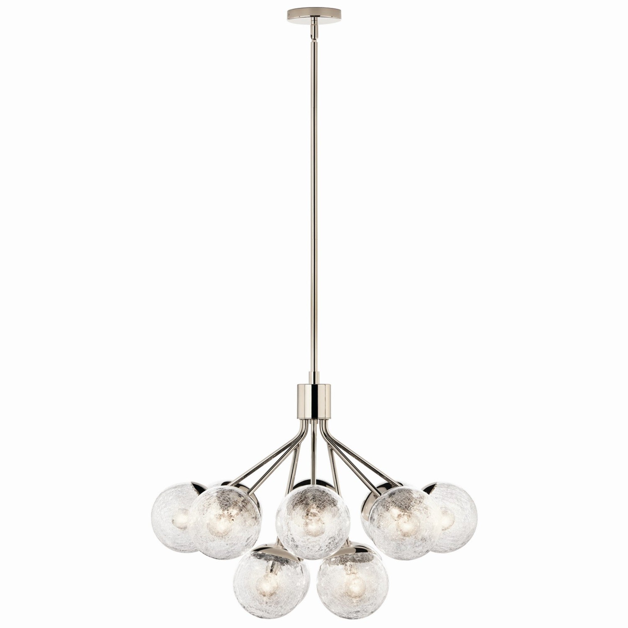 Silvarious 30" 12-Light Chandelier, Polished Nickel Finish, Crackle Glass - Bees Lighting