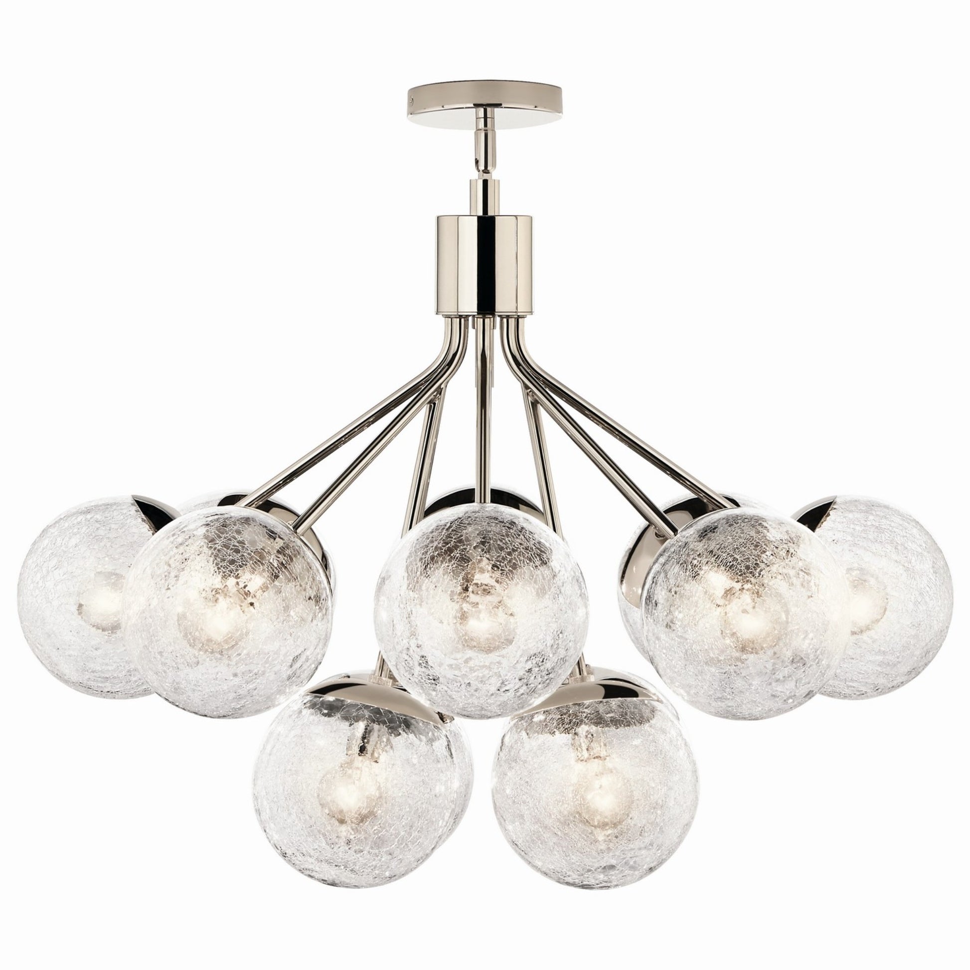 Silvarious 30" 12-Light Chandelier, Polished Nickel Finish, Crackle Glass - Bees Lighting