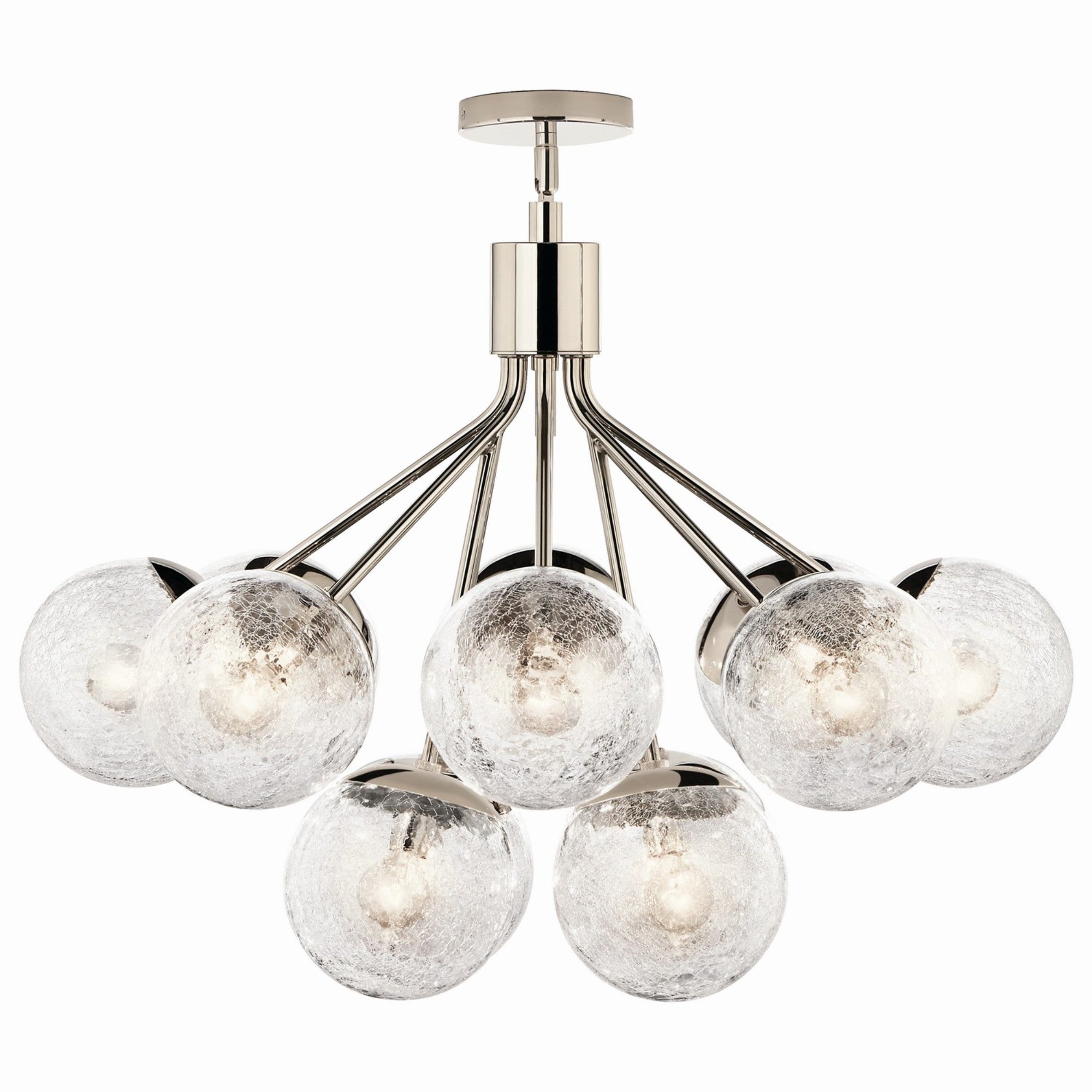 Silvarious 30" 12-Light Chandelier, Polished Nickel Finish, Crackle Glass - Bees Lighting