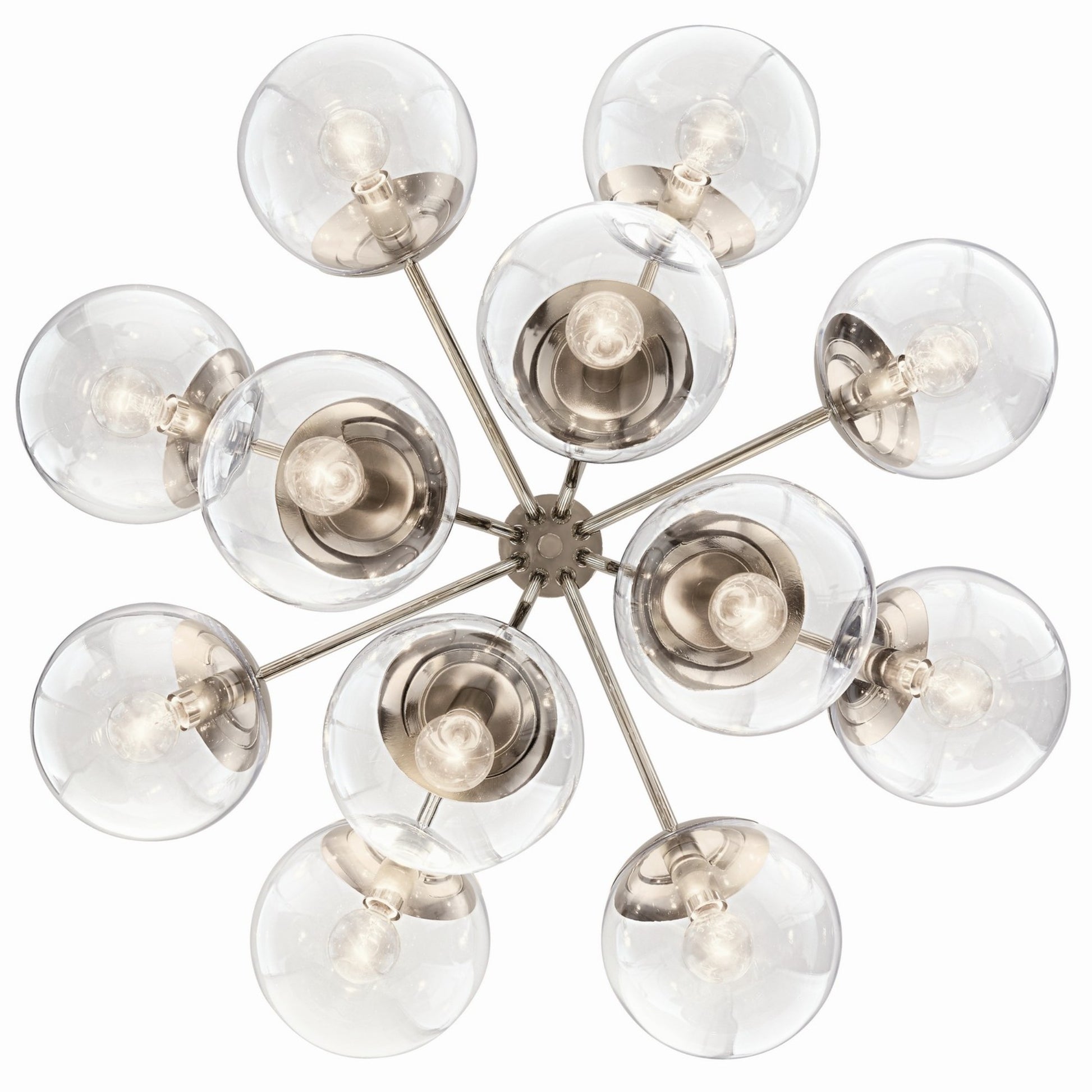 Silvarious 30" 12-Light Chandelier, Polished Nickel Finish, Clear Glass - Bees Lighting