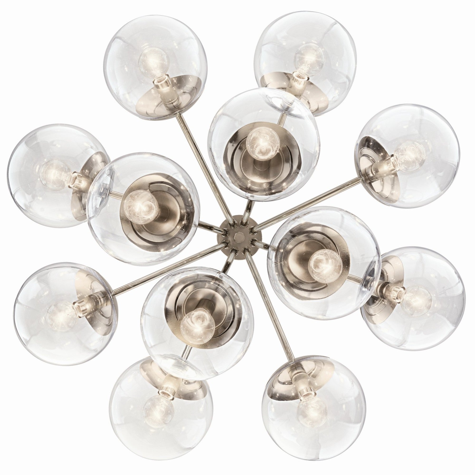Silvarious 30" 12-Light Chandelier, Polished Nickel Finish, Clear Glass - Bees Lighting