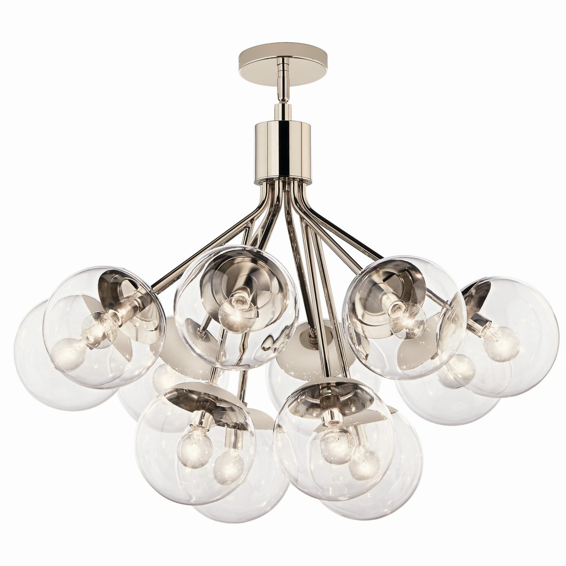 Silvarious 30" 12-Light Chandelier, Polished Nickel Finish, Clear Glass - Bees Lighting