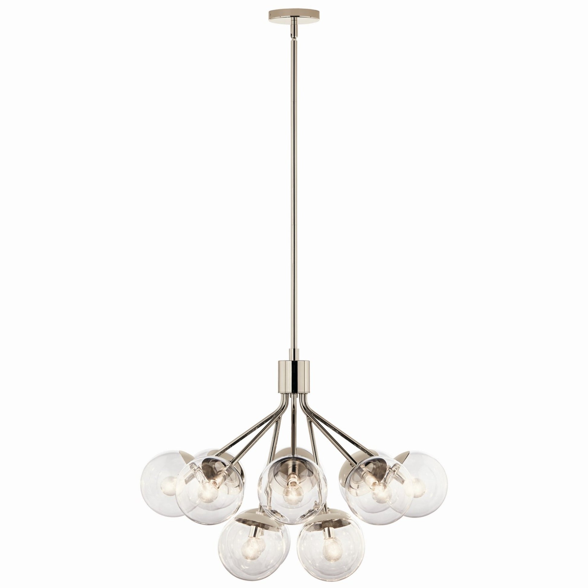 Silvarious 30" 12-Light Chandelier, Polished Nickel Finish, Clear Glass - Bees Lighting