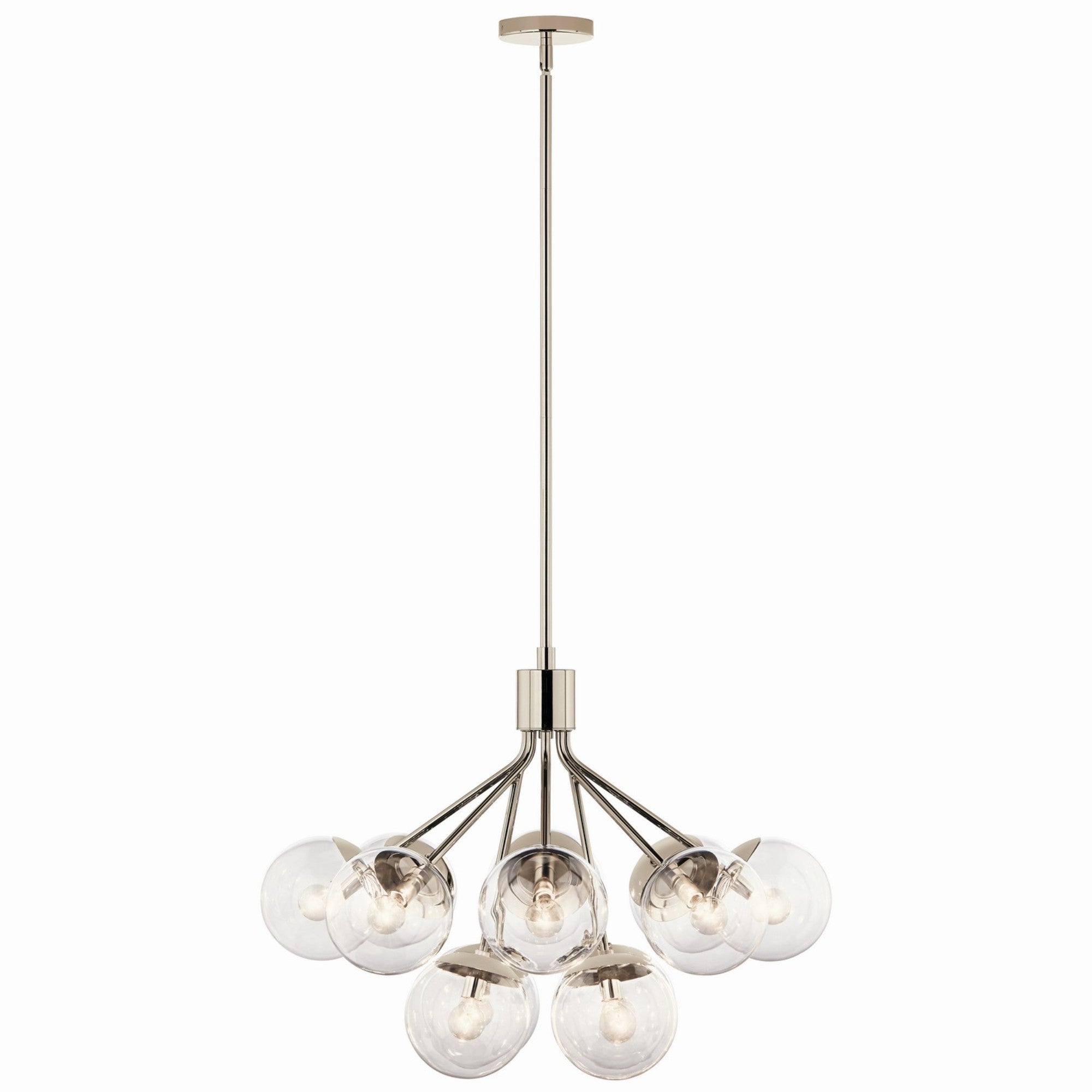 Silvarious 30" 12-Light Chandelier, Polished Nickel Finish, Clear Glass - Bees Lighting