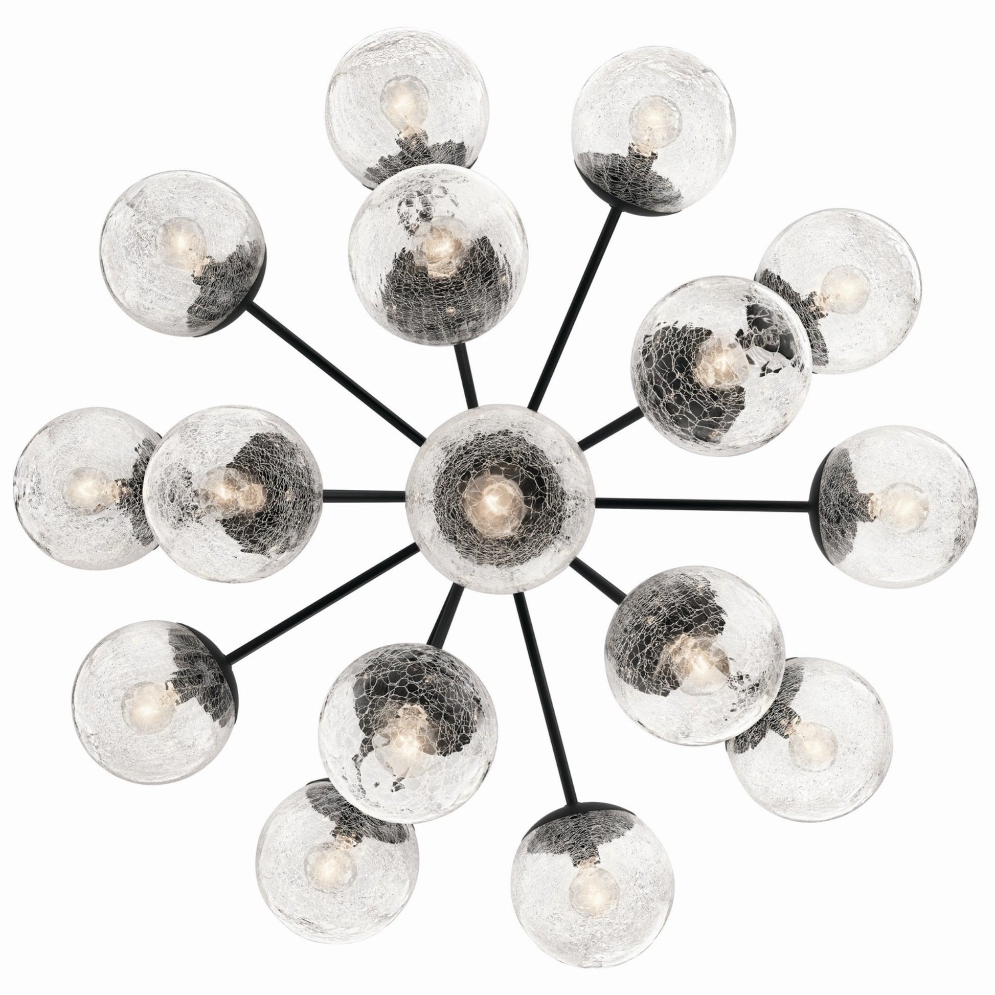 Silvarious 38" 16 Light Chandelier, Black Finish, Crackle Glass - Bees Lighting