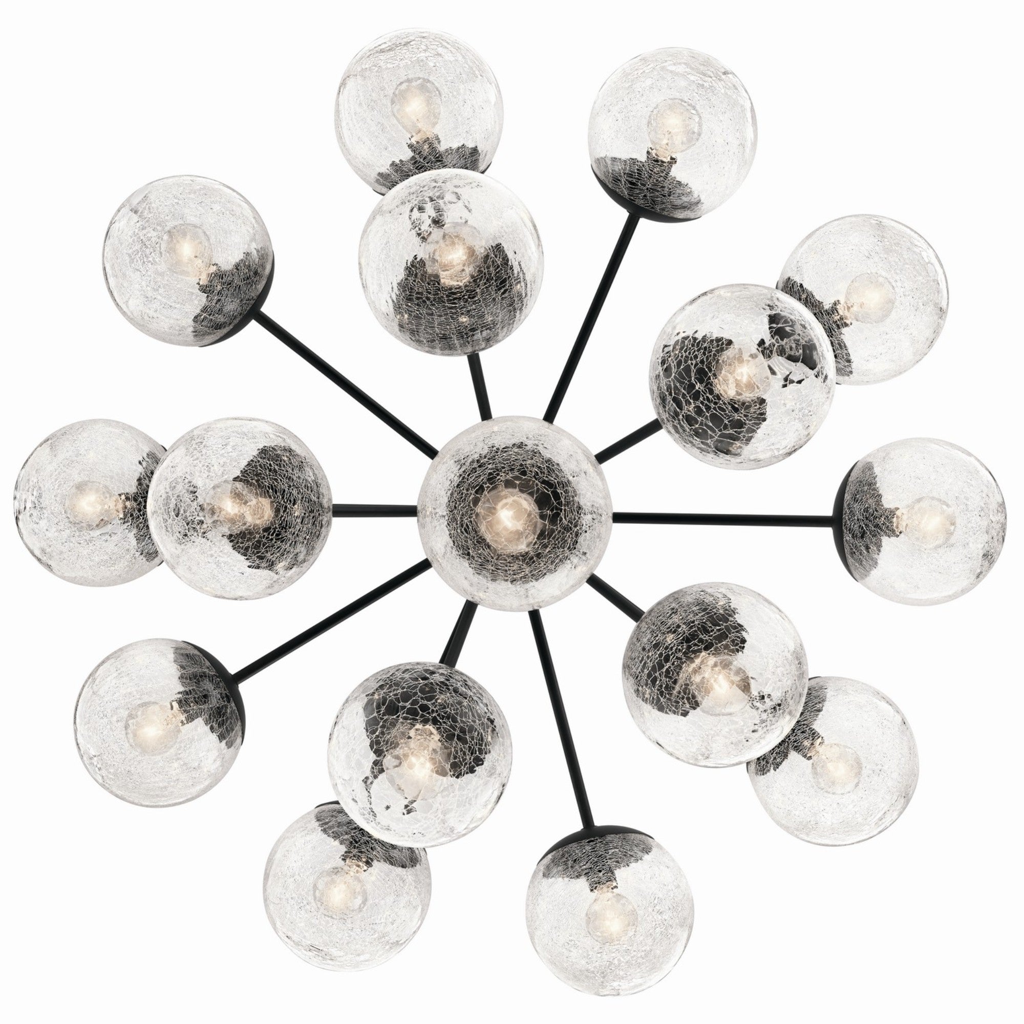 Silvarious 38" 16 Light Chandelier, Black Finish, Crackle Glass - Bees Lighting