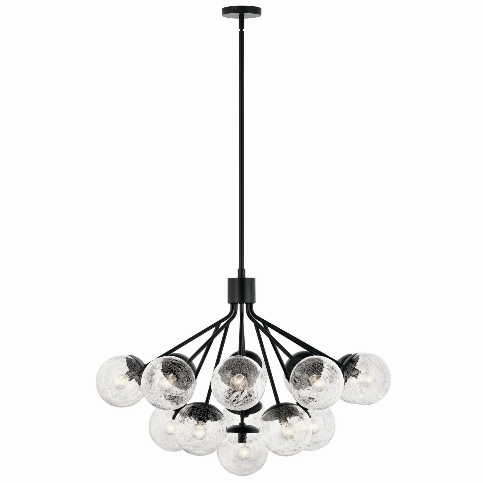 Silvarious 38" 16 Light Chandelier, Black Finish, Crackle Glass - Bees Lighting