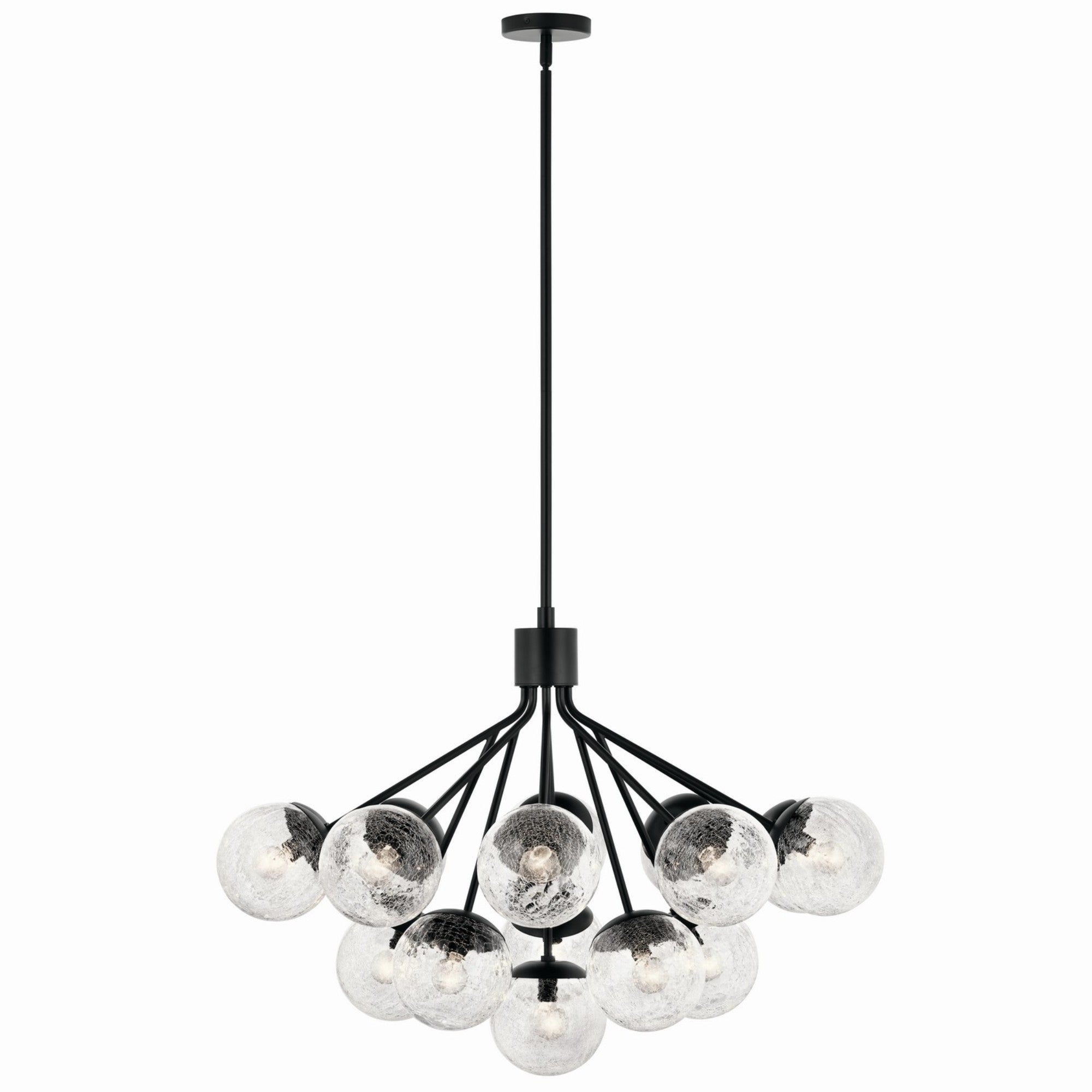 Silvarious 38" 16 Light Chandelier, Black Finish, Crackle Glass - Bees Lighting