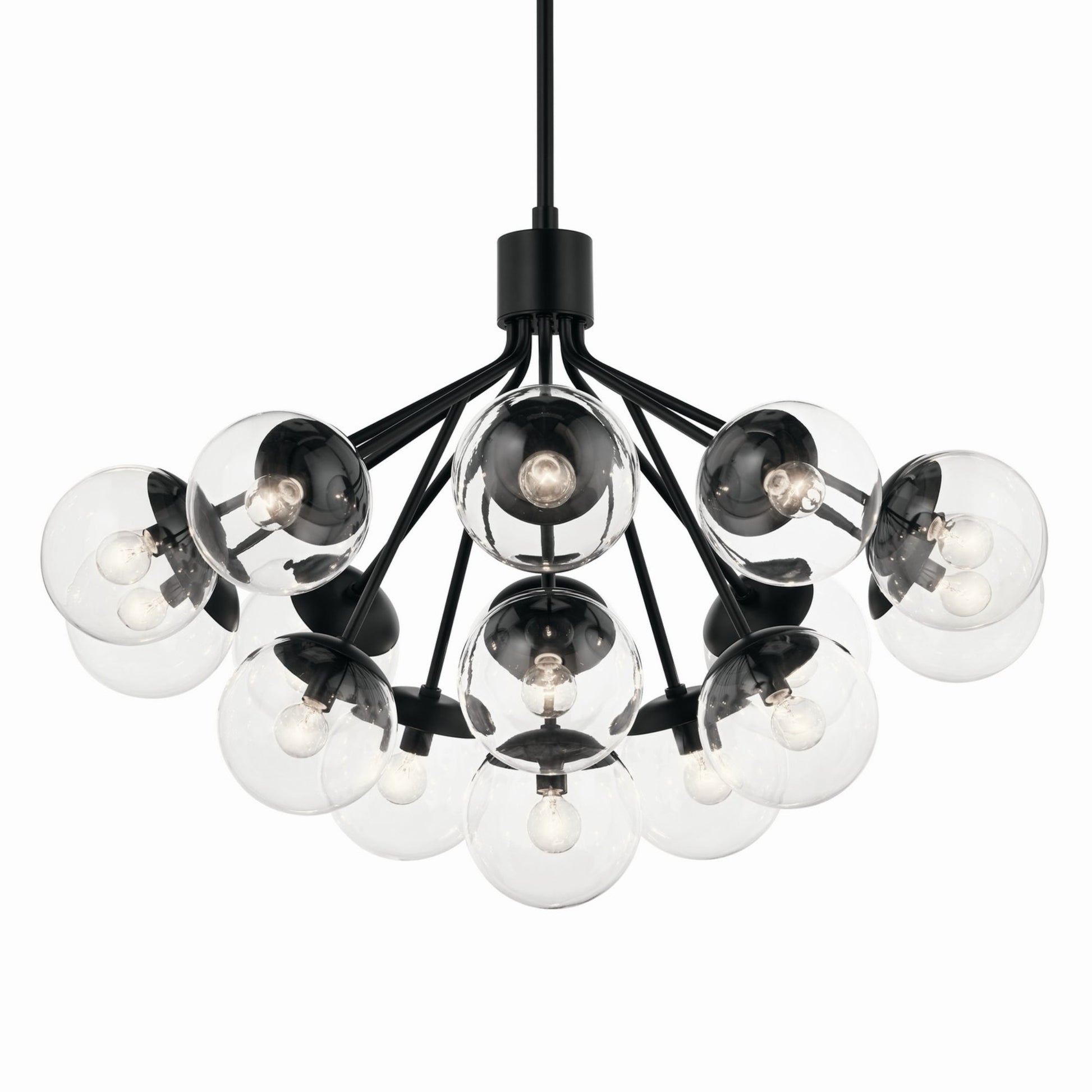 Silvarious 38" 16 Light Chandelier, Black Finish, Clear Glass - Bees Lighting
