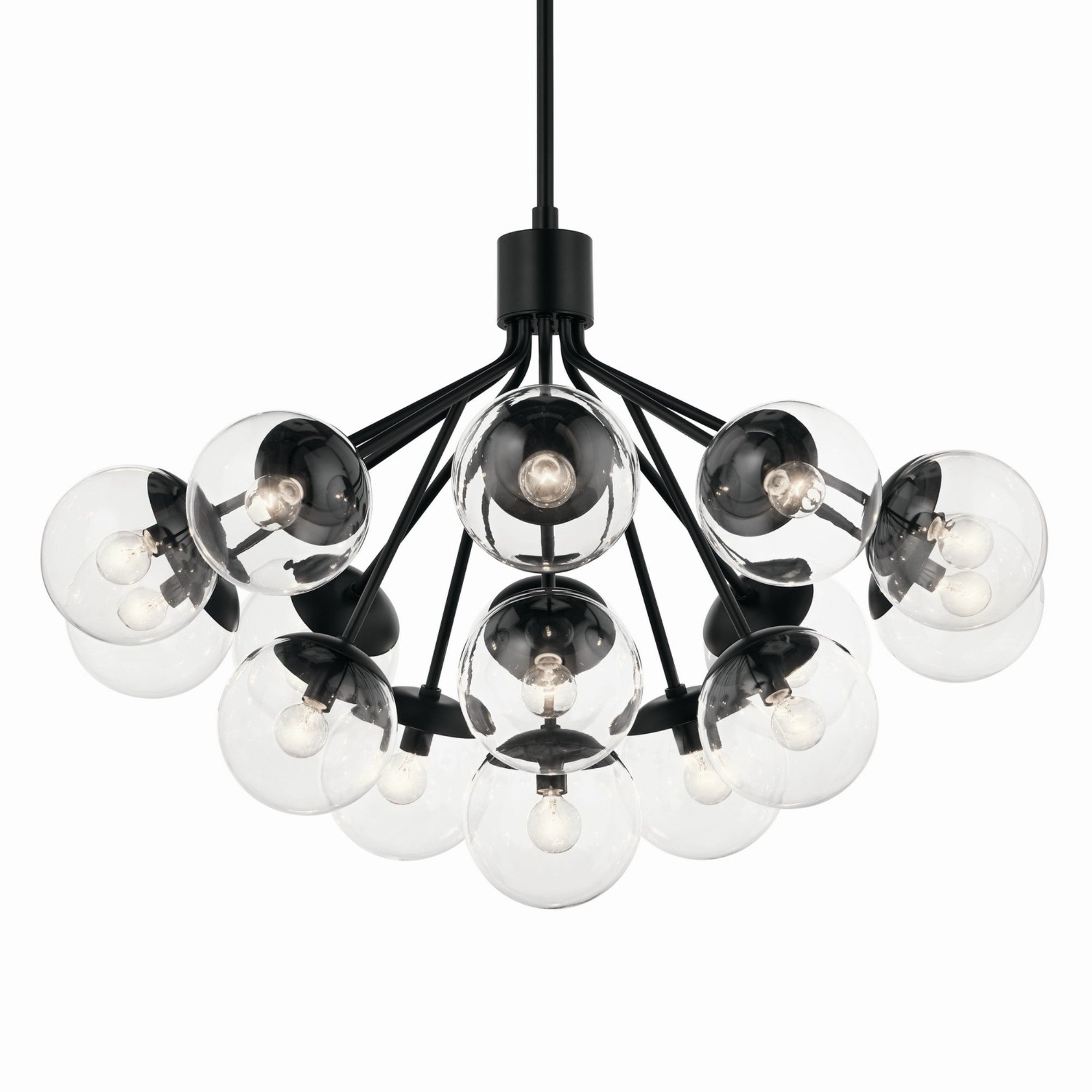 Silvarious 38" 16 Light Chandelier, Black Finish, Clear Glass - Bees Lighting