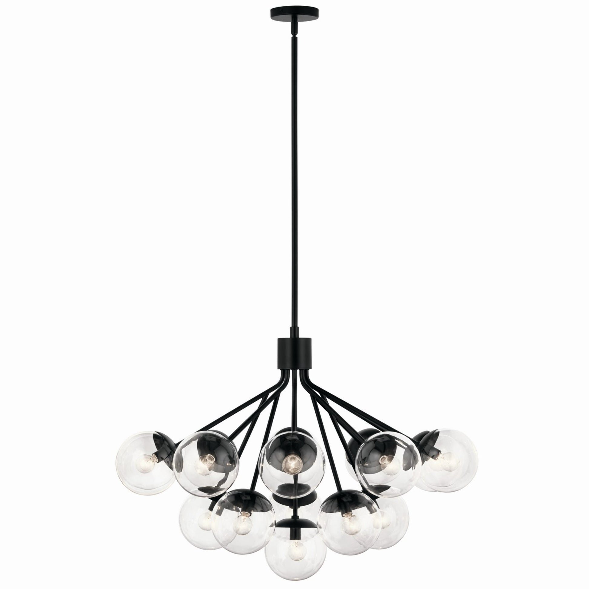 Silvarious 38" 16 Light Chandelier, Black Finish, Clear Glass - Bees Lighting