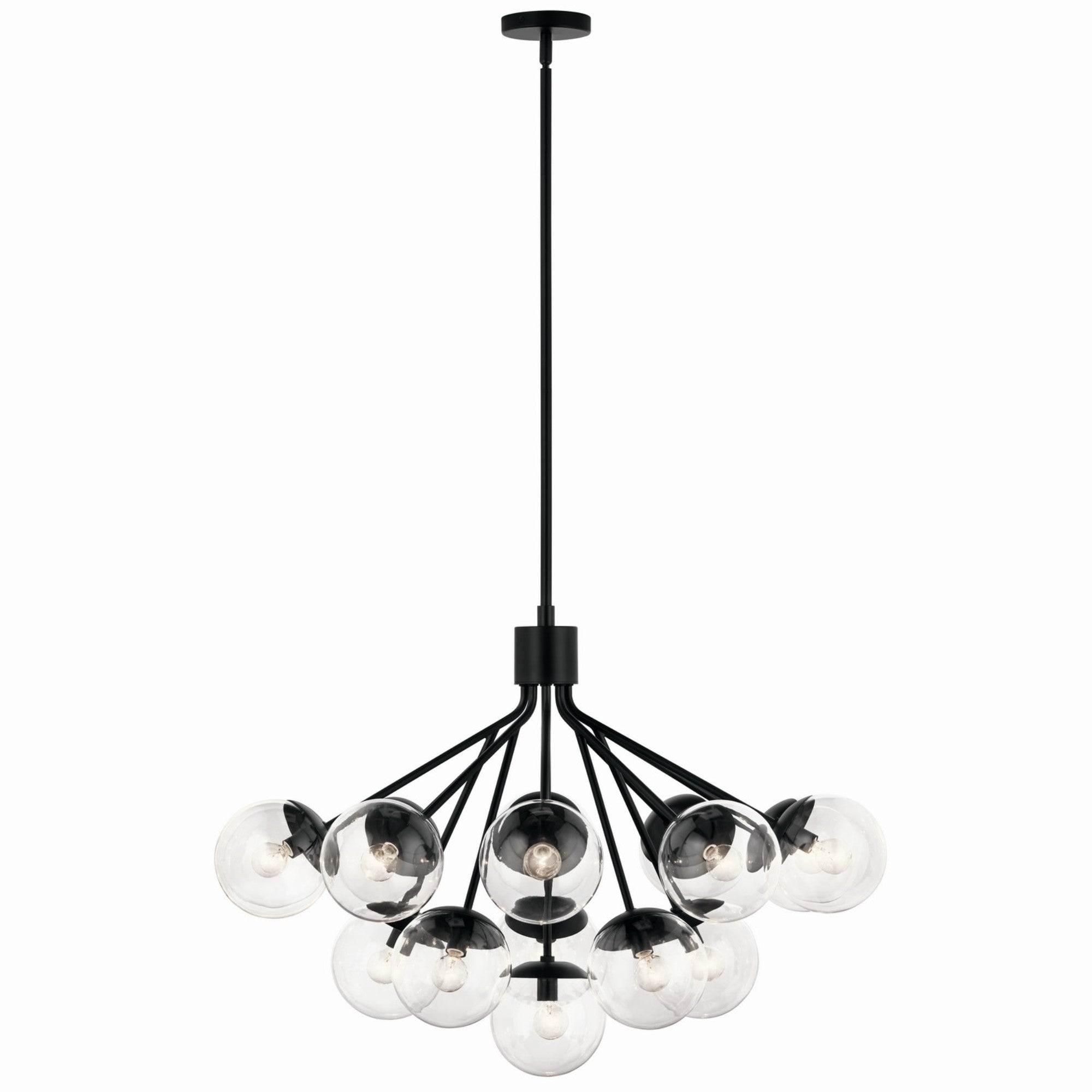 Silvarious 38" 16 Light Chandelier, Black Finish, Clear Glass - Bees Lighting