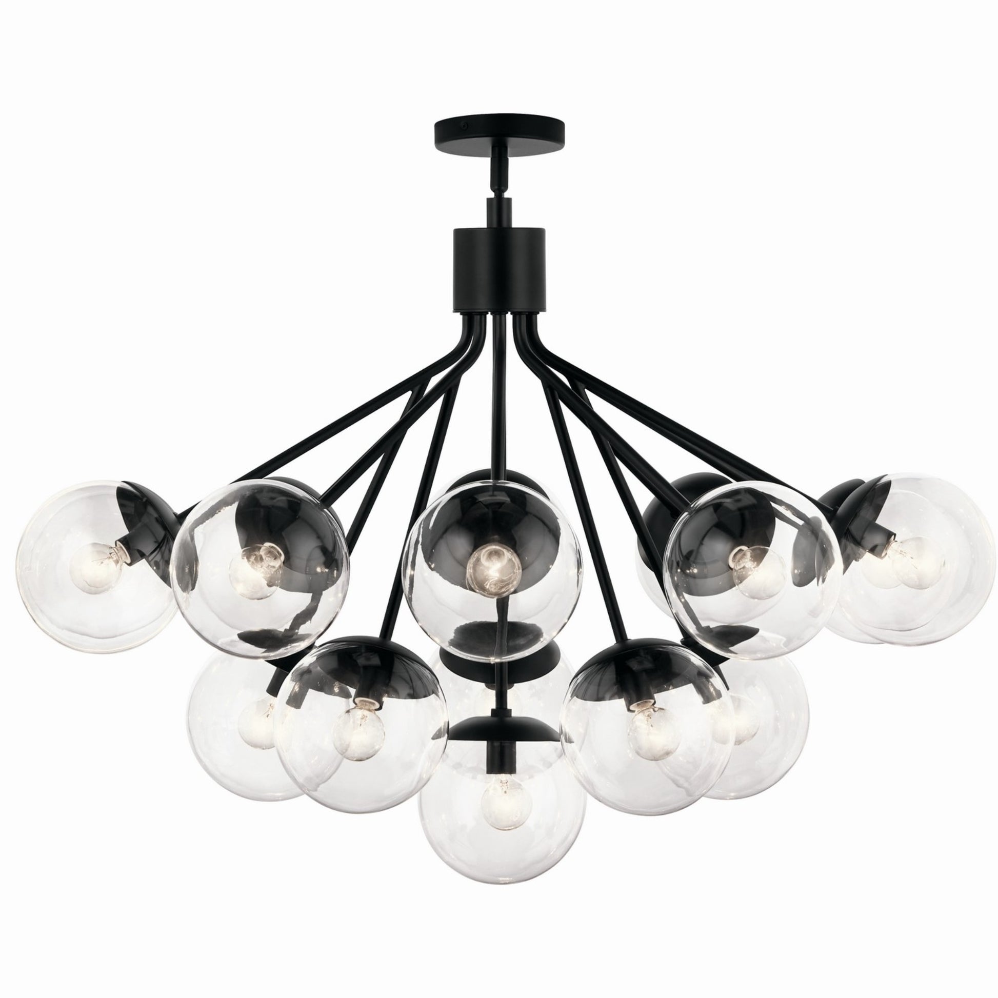 Silvarious 38" 16 Light Chandelier, Black Finish, Clear Glass - Bees Lighting
