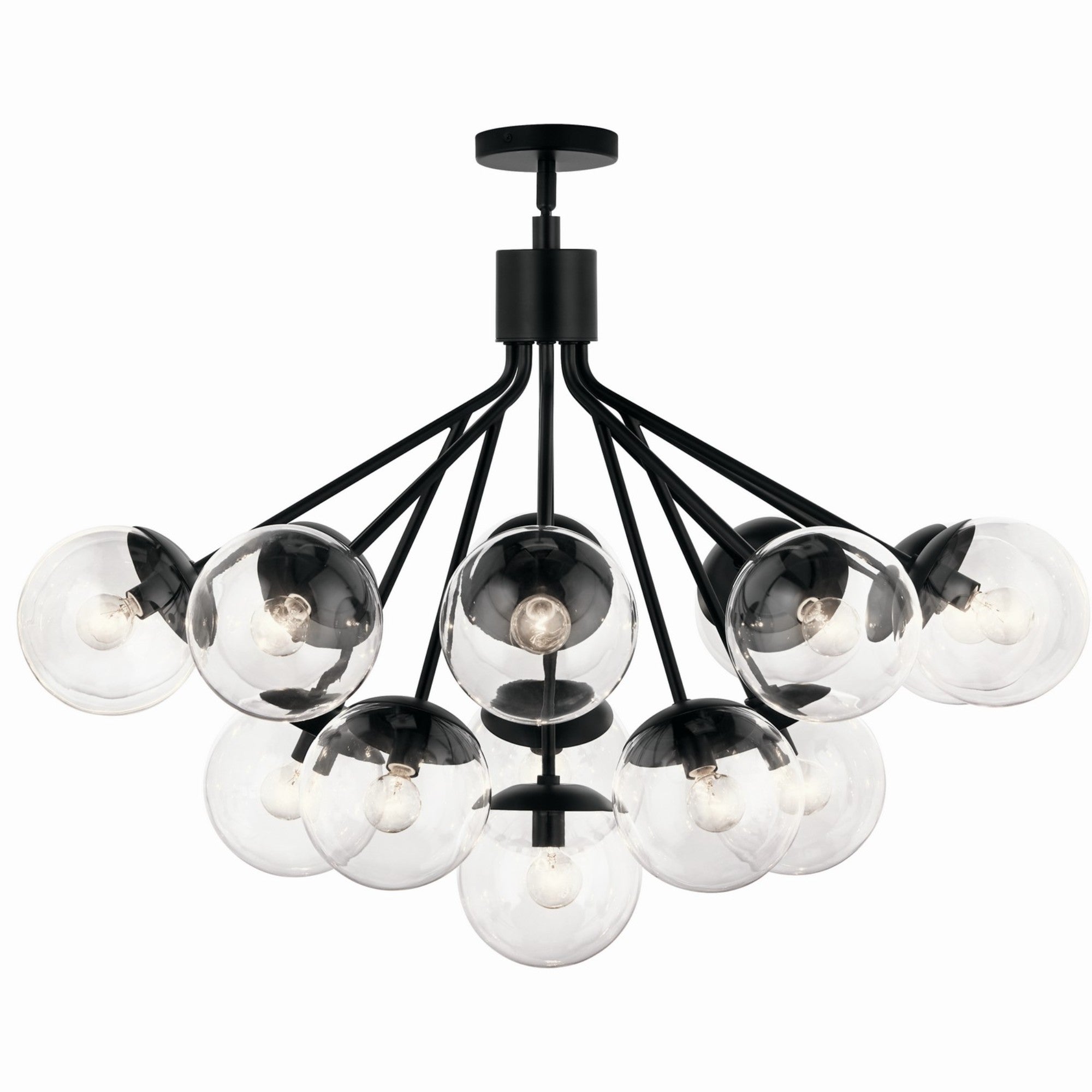 Silvarious 38" 16 Light Chandelier, Black Finish, Clear Glass - Bees Lighting