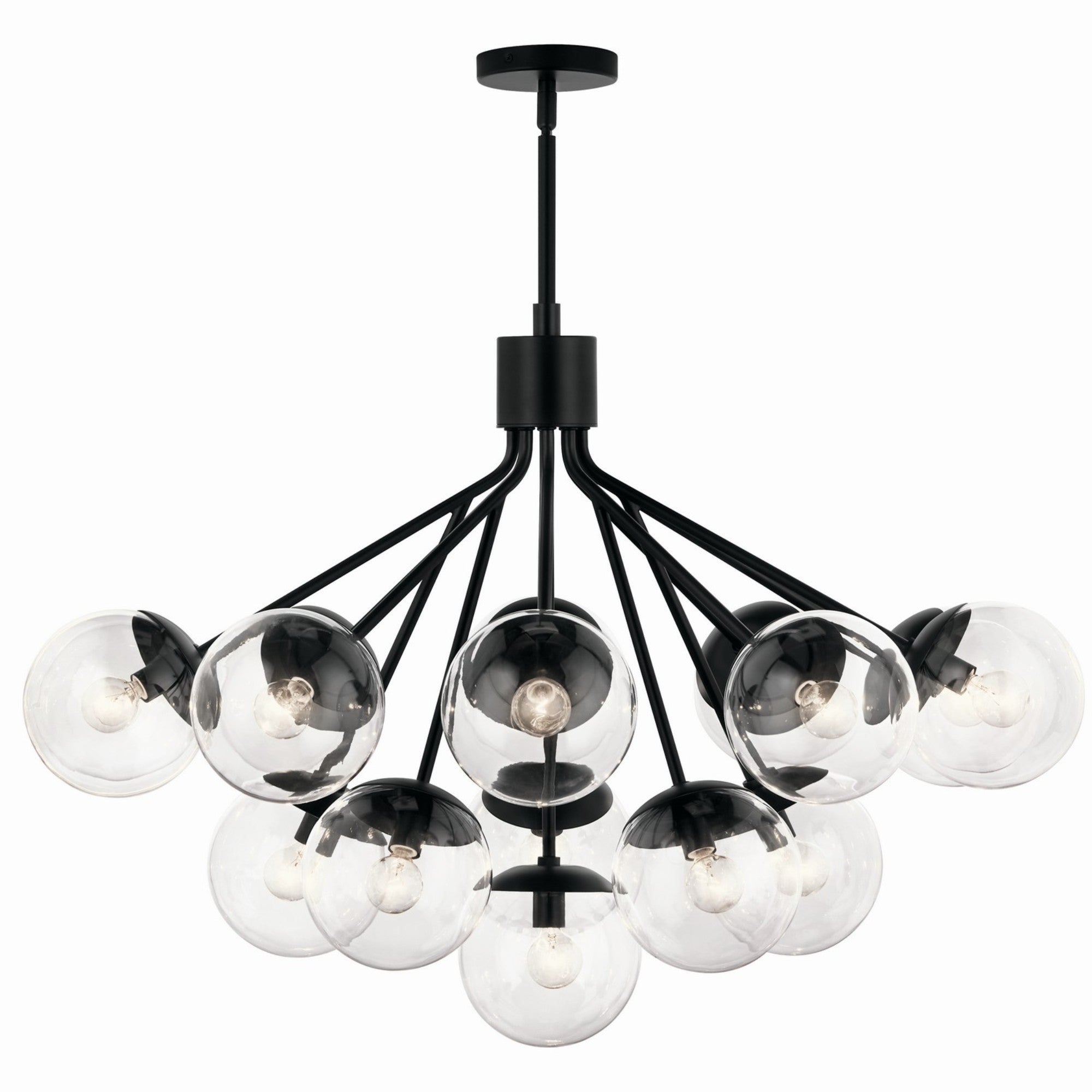 Silvarious 38" 16 Light Chandelier, Black Finish, Clear Glass - Bees Lighting