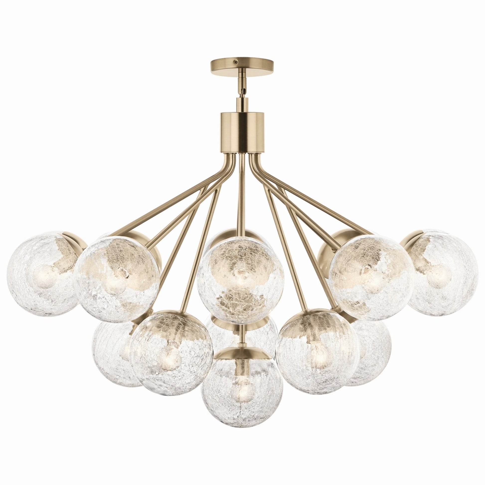 Silvarious 38" 16 Light Chandelier, Champagne Bronze Finish, Crackle Glass - Bees Lighting