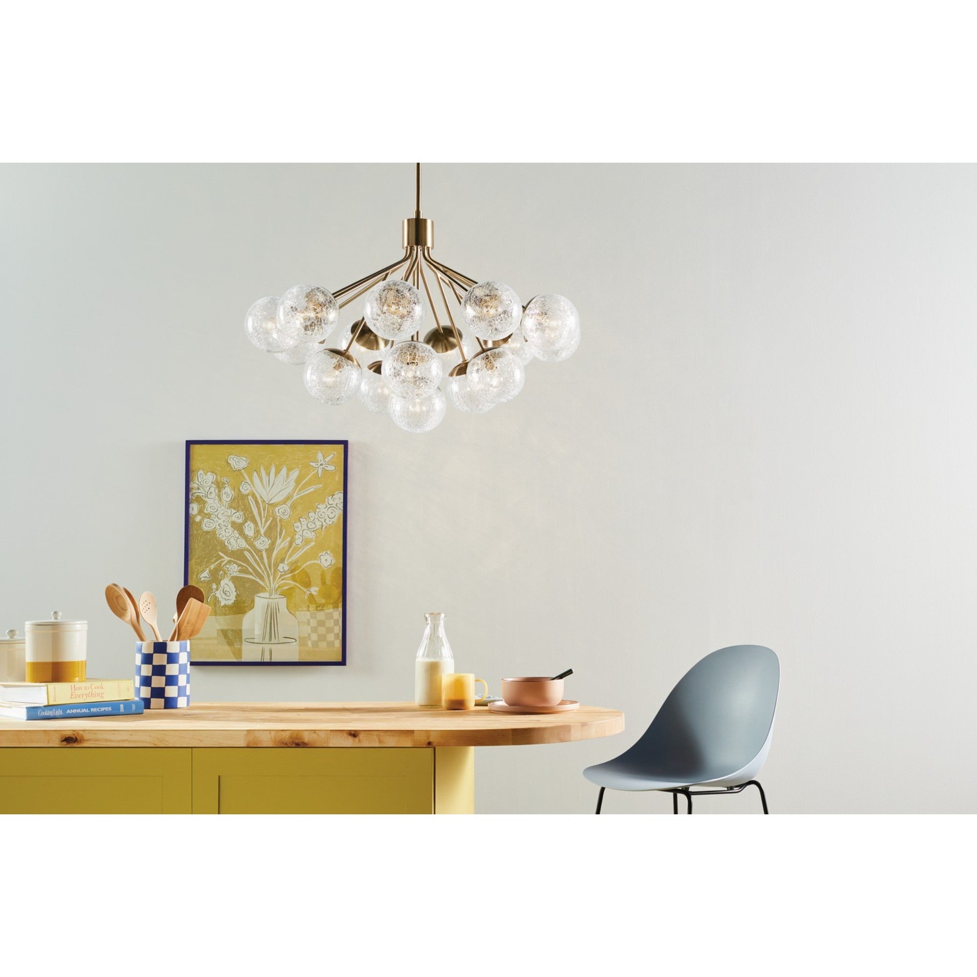 Silvarious 38" 16 Light Chandelier, Champagne Bronze Finish, Crackle Glass - Bees Lighting