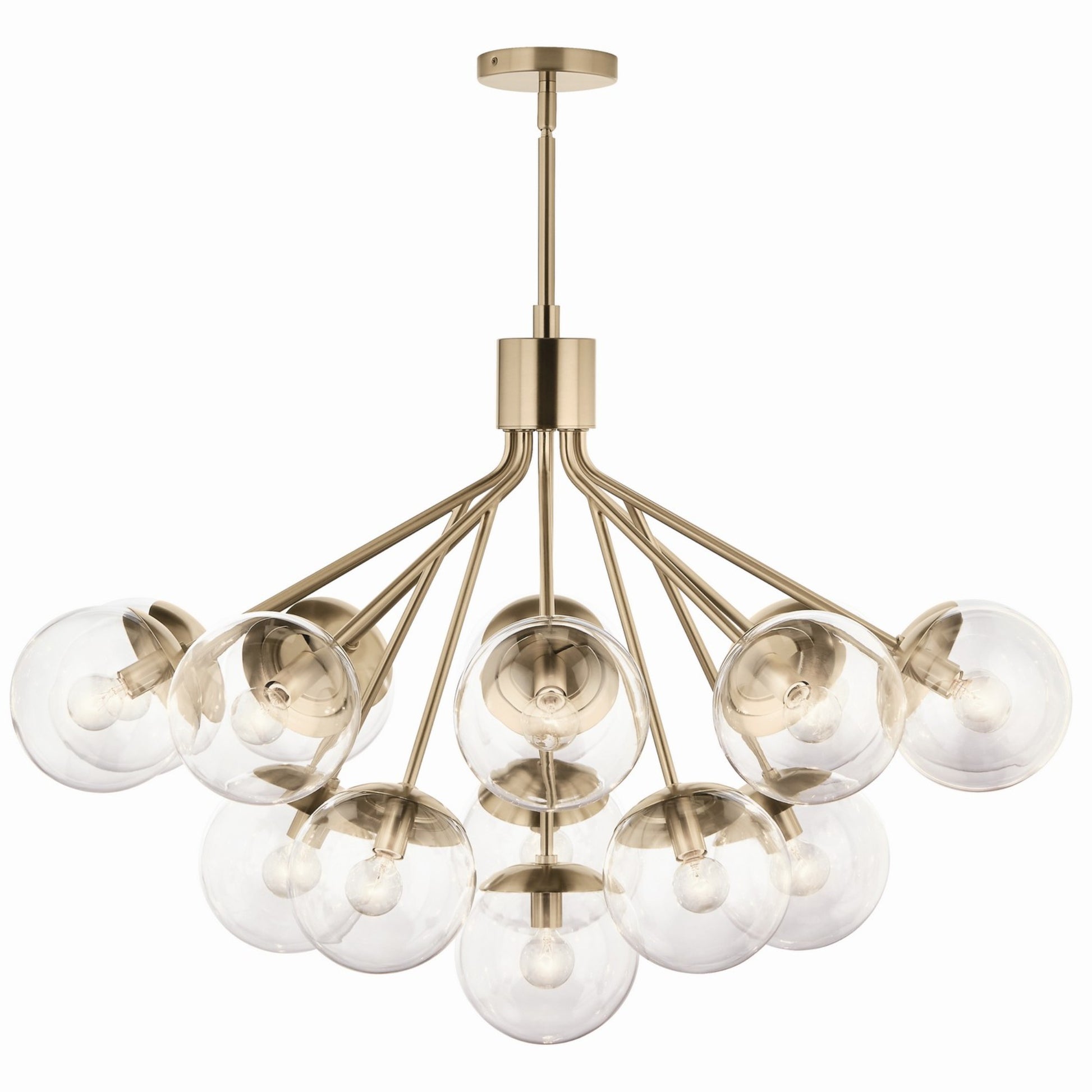 Silvarious 38" 16 Light Chandelier, Champagne Bronze Finish, Clear Glass - Bees Lighting